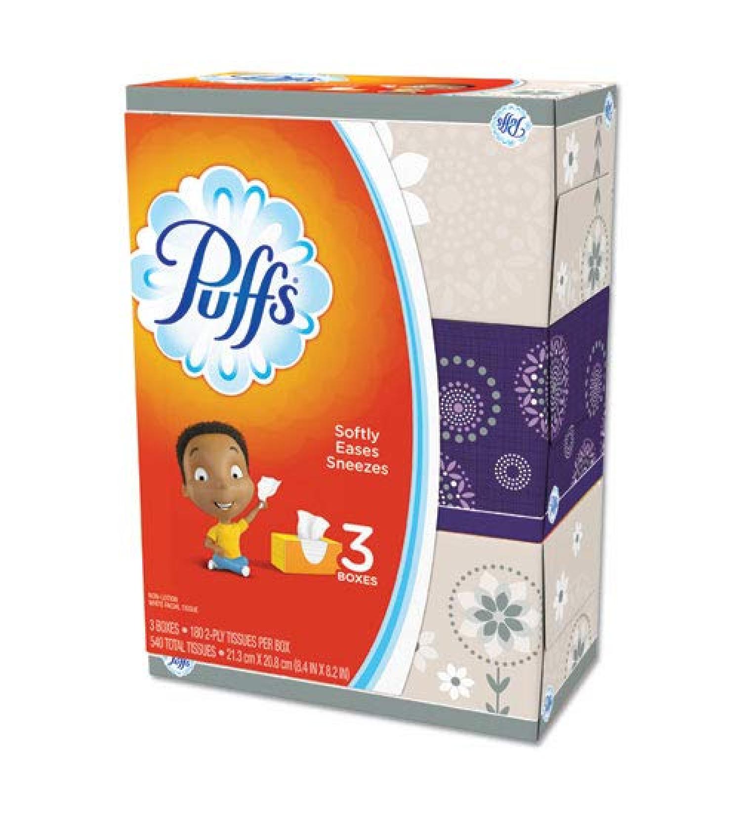 Puffs Facial Tissue Tissue Puff 3PK/8PK CT WH