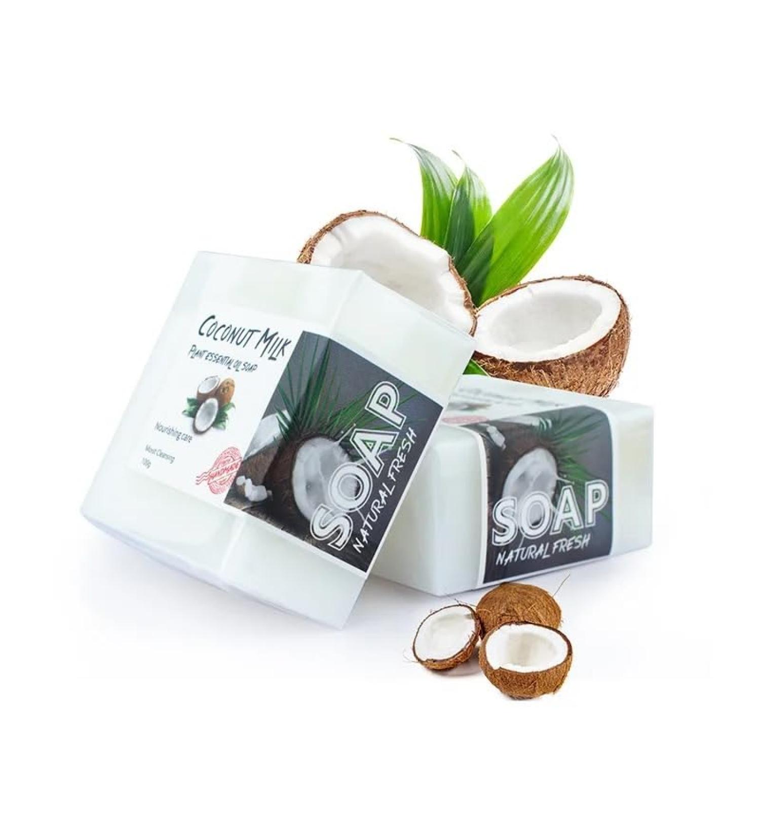 Organic Coconut Milk Essential Oil Soap - Nourishing Bar Soap for Face & Body (3.53 oz) - International Shipping Available - Buy Online on GoSupps.com
