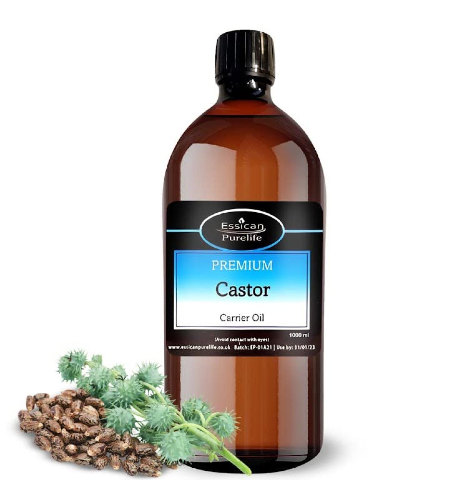 100% Natural Castor Oil for Hair, Skin, Eyelashes & Eyebrows - Cold Pressed, Hexane Free - 1000ml - Buy Online on GoSupps.com