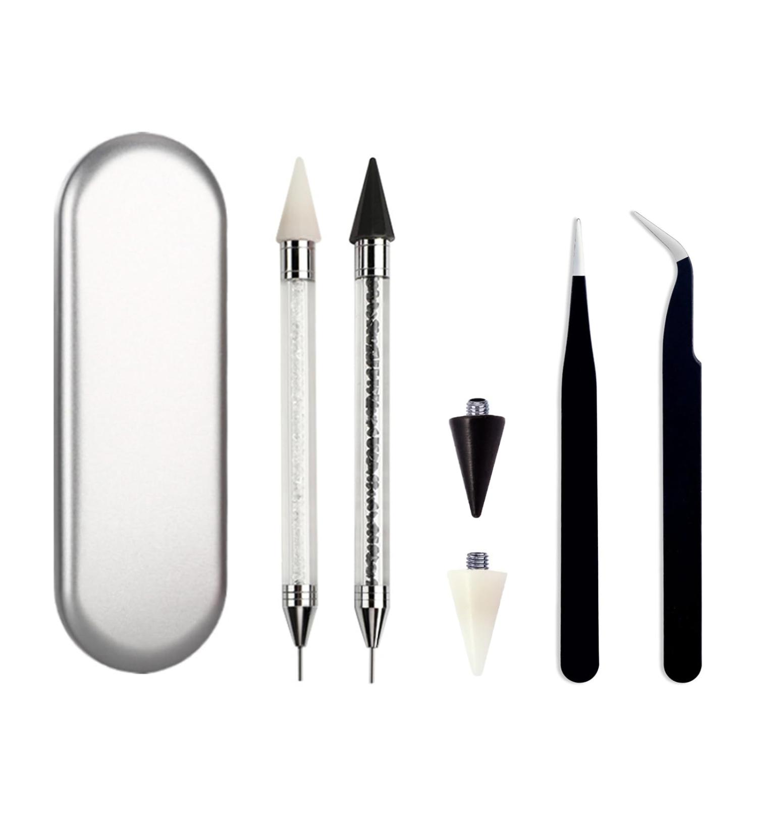 Rhinestone Picker Tool Set 2-Piece Wax Tip Applicators for Easy Gem Placement | Black & White Rhinestone Wax Pencil - Buy Online on GoSupps.com
