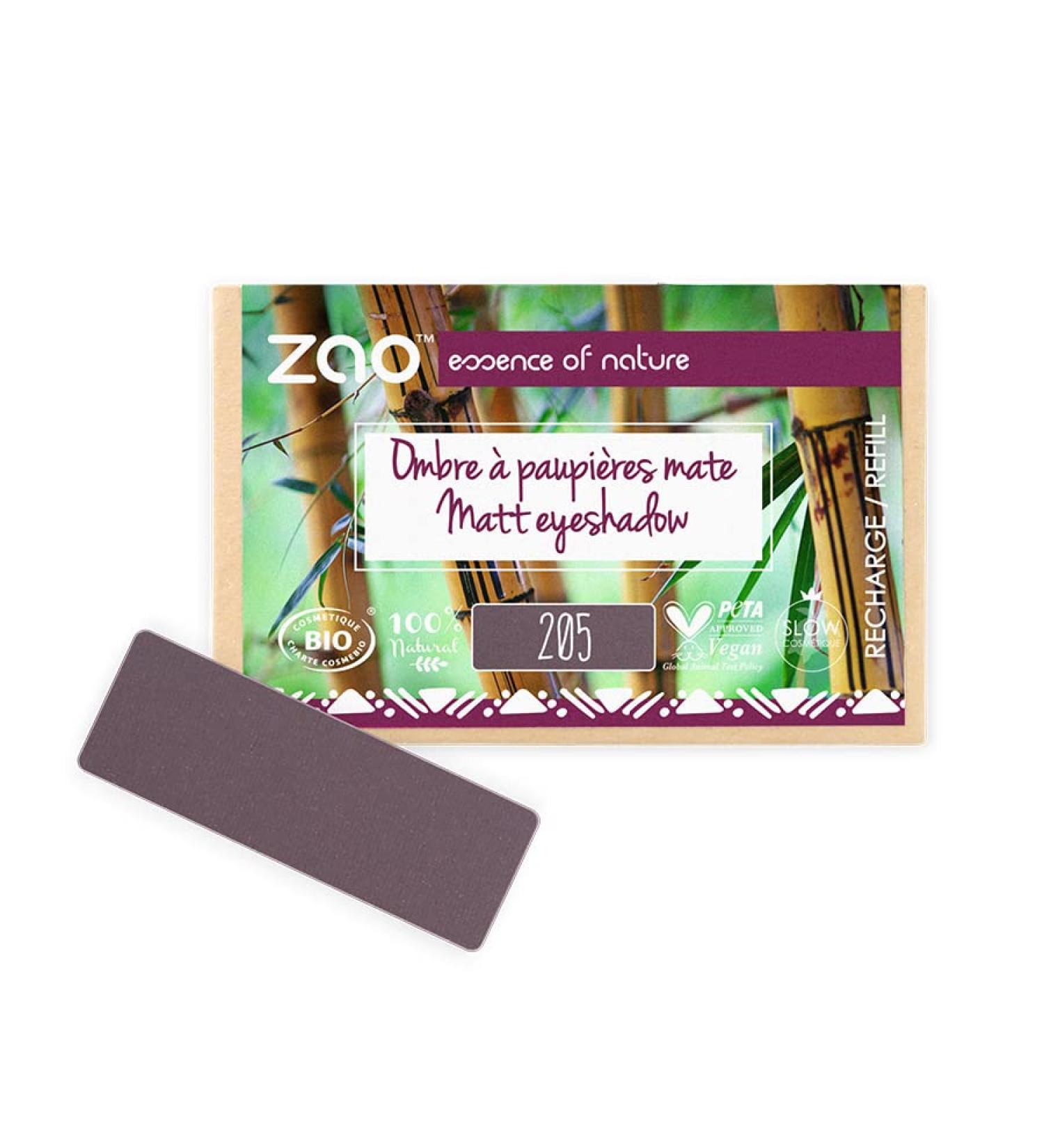 Zao Refill Pack Eyeshadow Rectangle 205 Dark Purple Woman