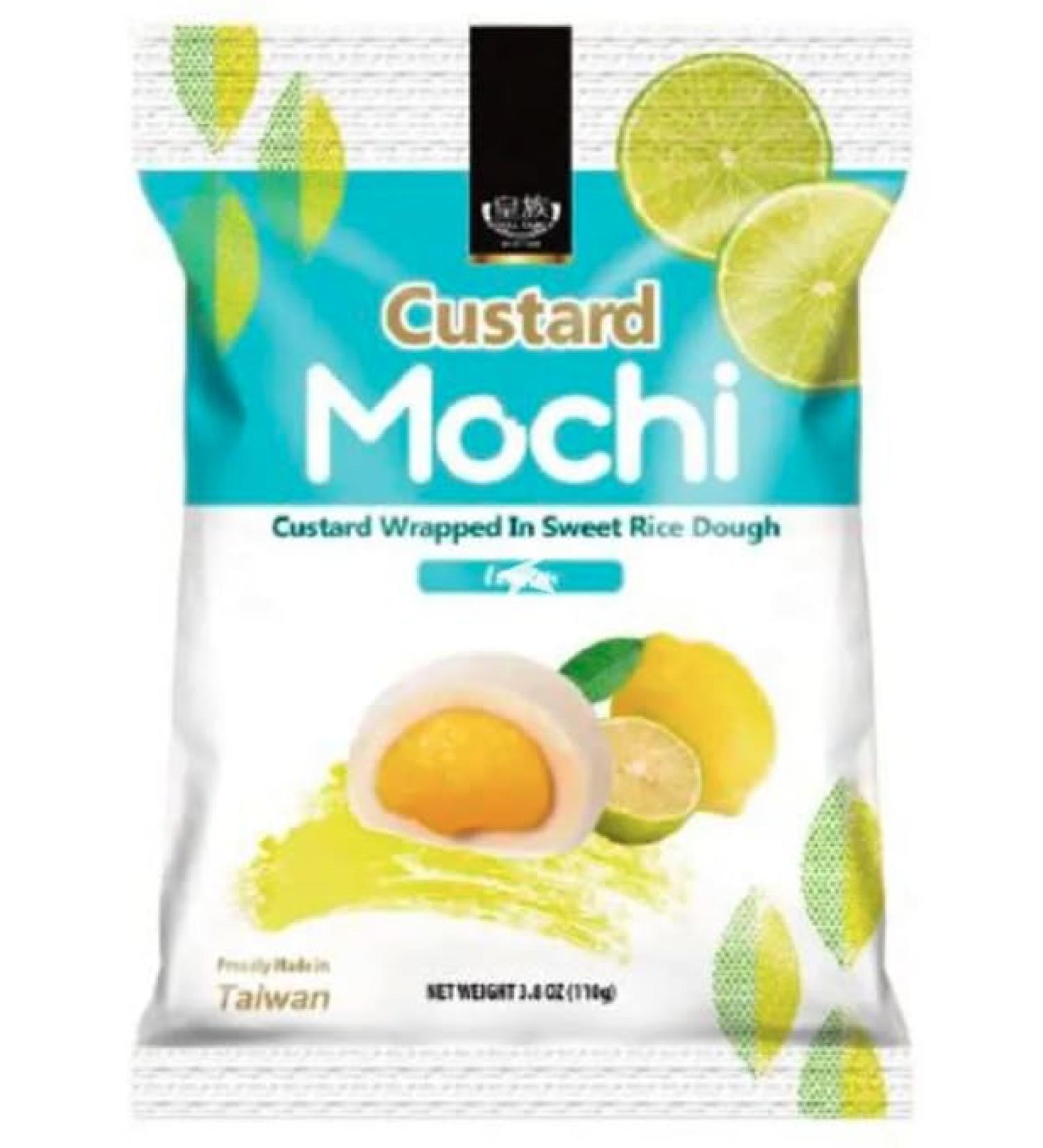 Royal Family Japanese style Custard Mochi Sweet Rice Cake Dessert Snacks - Lemon Flavour 110g HALAL - Buy Online on GoSupps.com