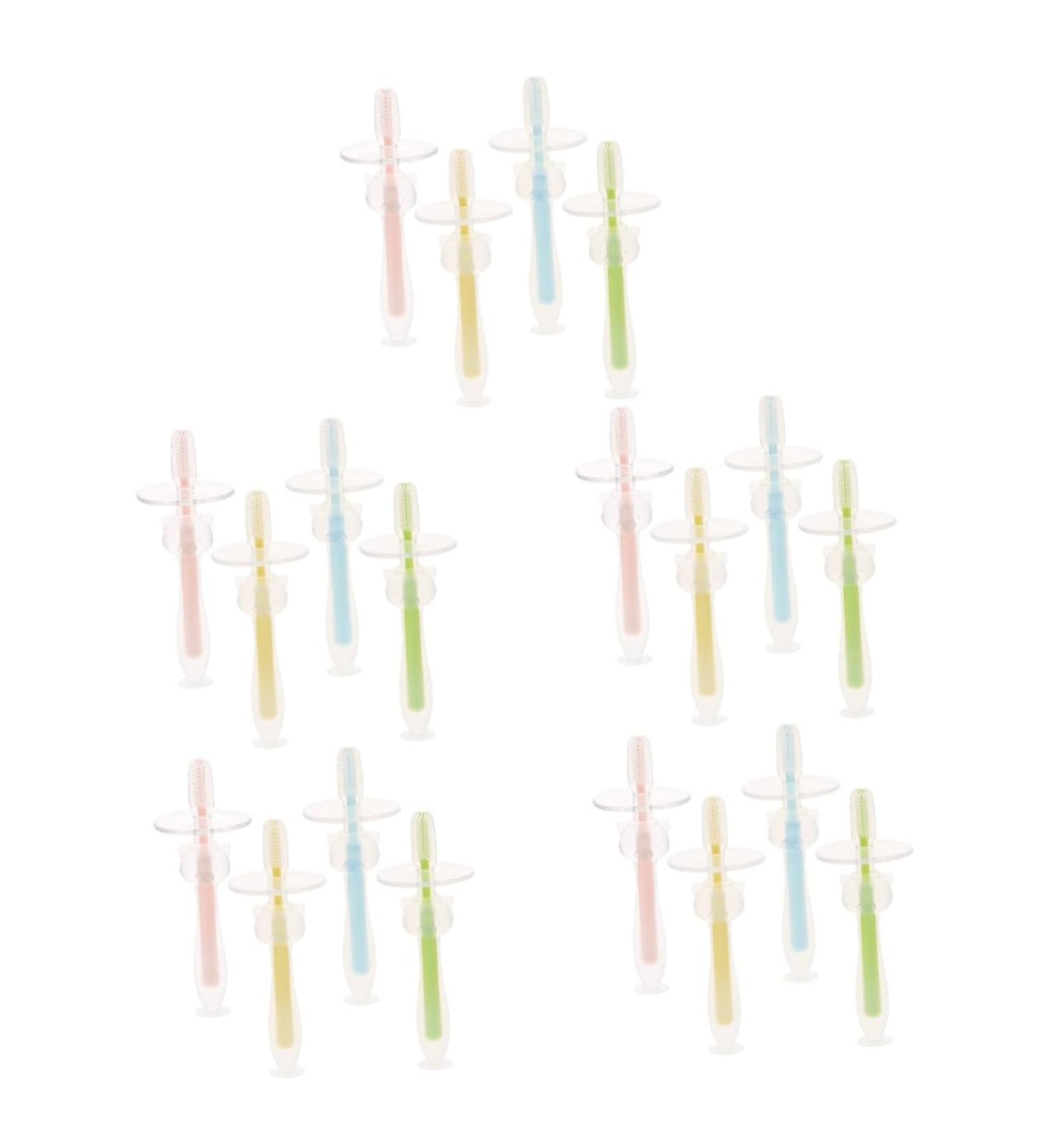 ABOOFAN 20 STK Baby Toothbrush Set | Manual Infant Toothbrush for 6-12 Months | Travel Baby Toothbrush with Suction Cup & Sound Wall - Buy Online on GoSupps.com