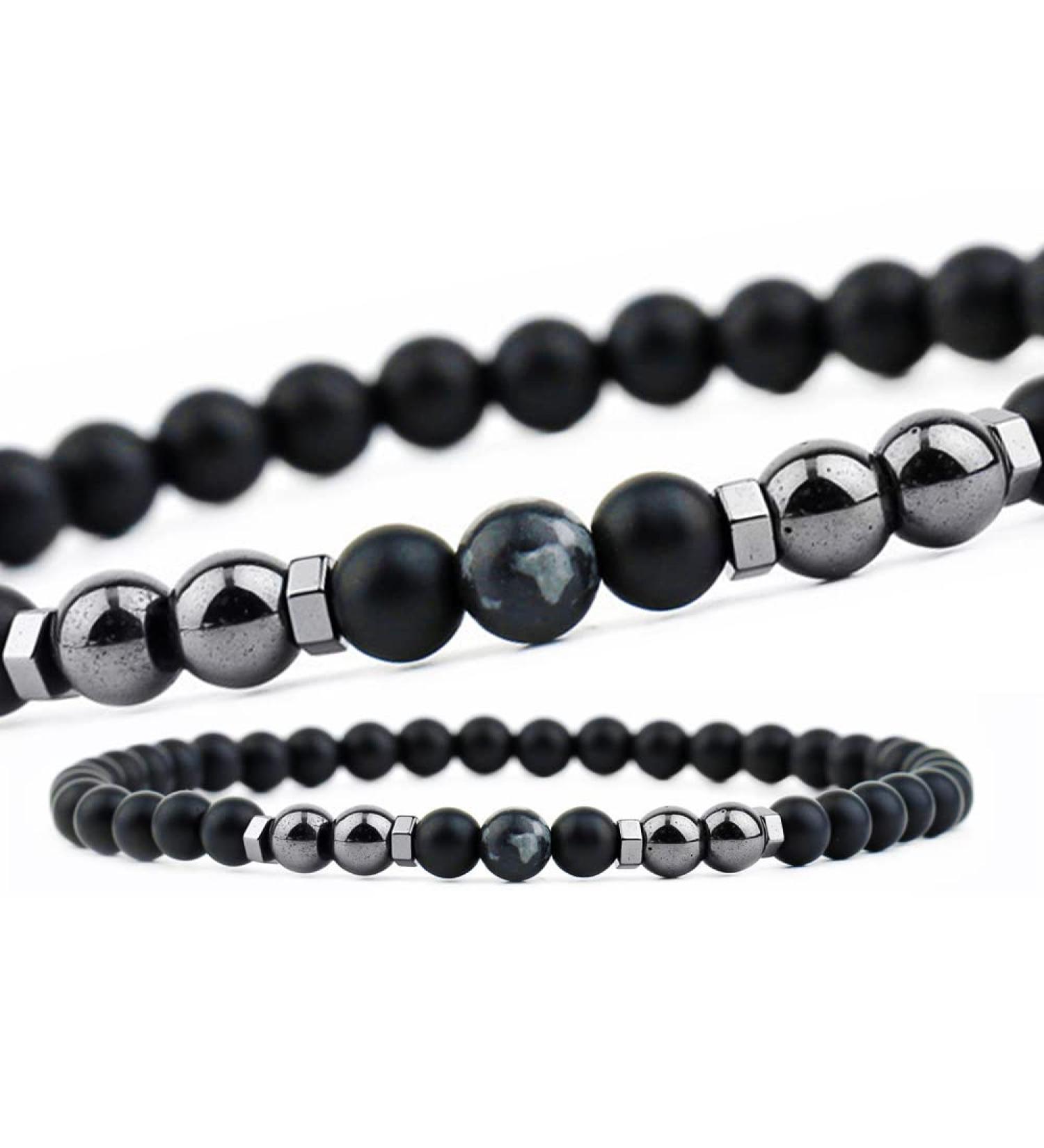 Magnetic Foot Chain - 8.3'' Inner / 6mm - Black Frosted Stone - 2 Packs - Remove Static Electricity & Improve Sleep - Snowflake Magnet Footket - Buy Online on GoSupps.com