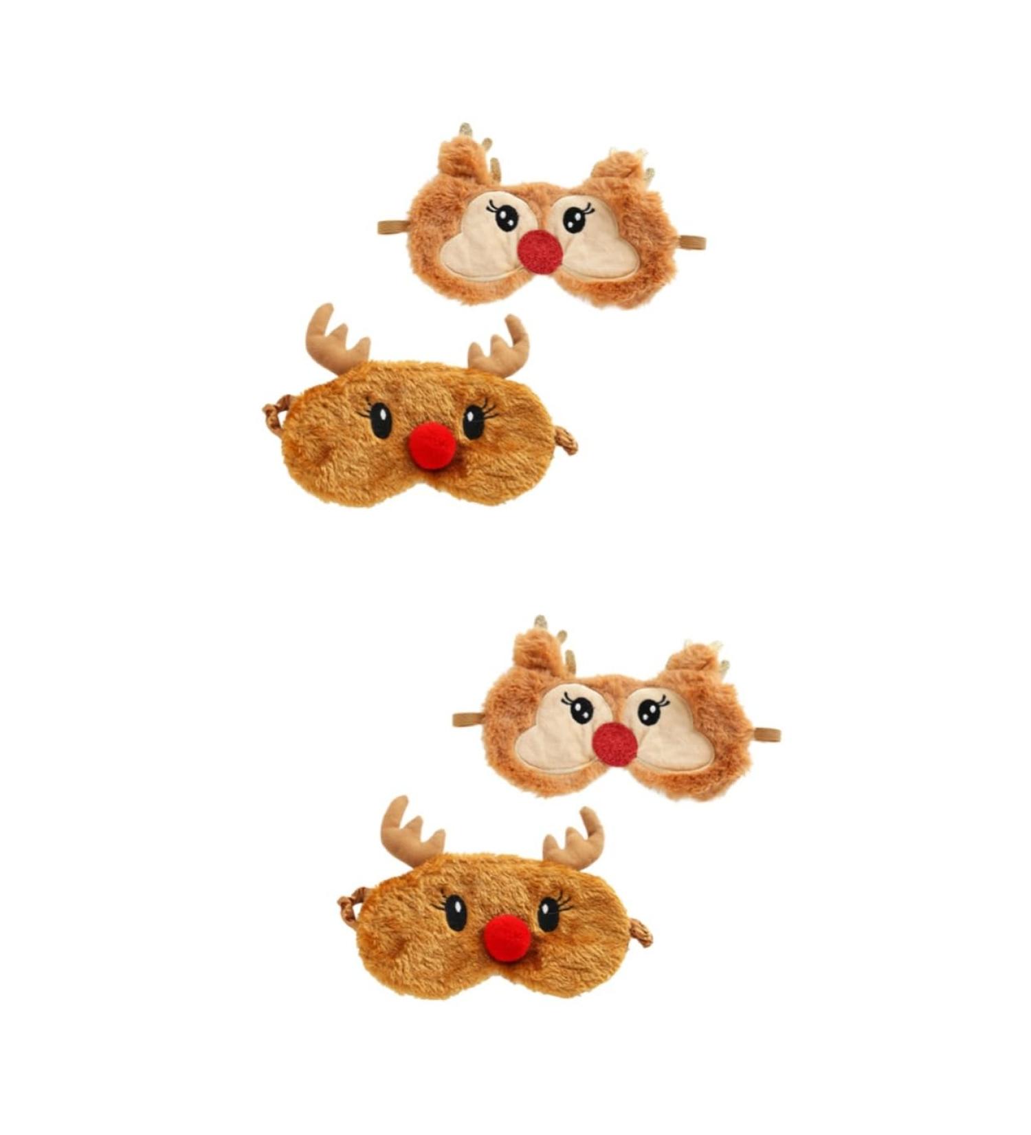 Shop NOLITOY 4 Pcs Animal Eye Masks | Plush Rudolph Eye Cover for Travel & Sleep | Soft Blindfolds for Comfort & Style - Buy Online on GoSupps.com