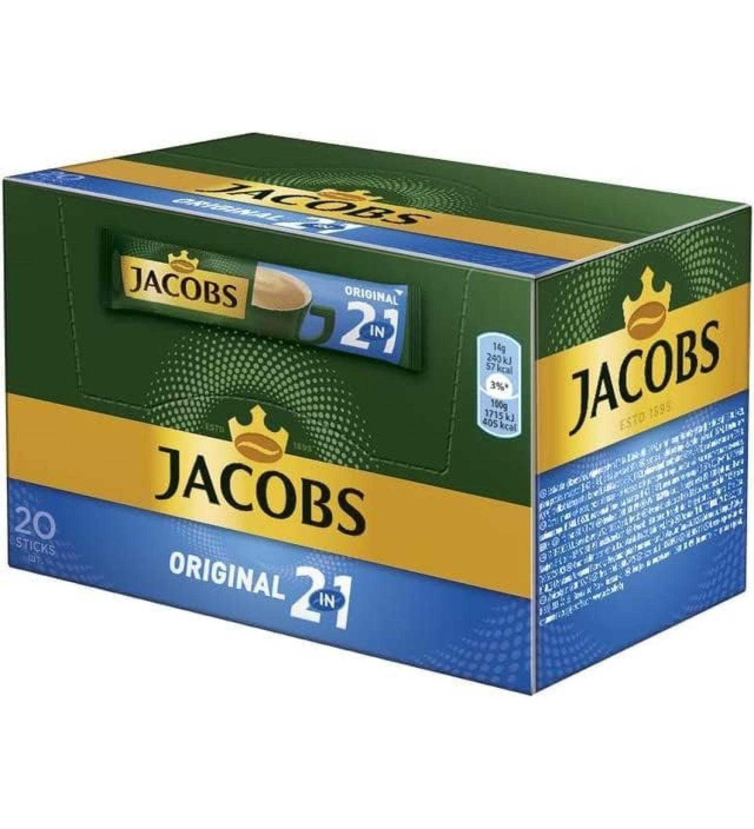 JACOBS Cappuccino Caf instantan 2 en 1 avec m lange quilibr de b tonnets de saveur de caf et de cr me Stock frais en portions individuelles Caf riche et fort 20 b tonnets - Buy Online on GoSupps.com