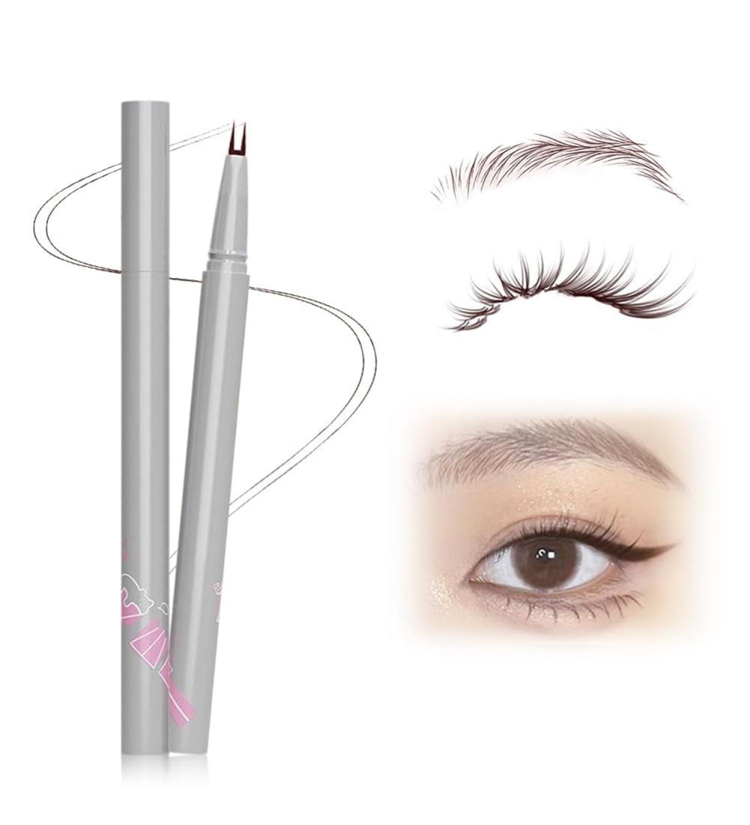 pohdhk Double Tip Lower Eyelash Pencil Upgraded 3D Waterproof 2 Tip Eyelash Pen Eye Liner Liquid Eyeliner for Natural Eye Makeup (Gray Brown) - Buy Online on GoSupps.com