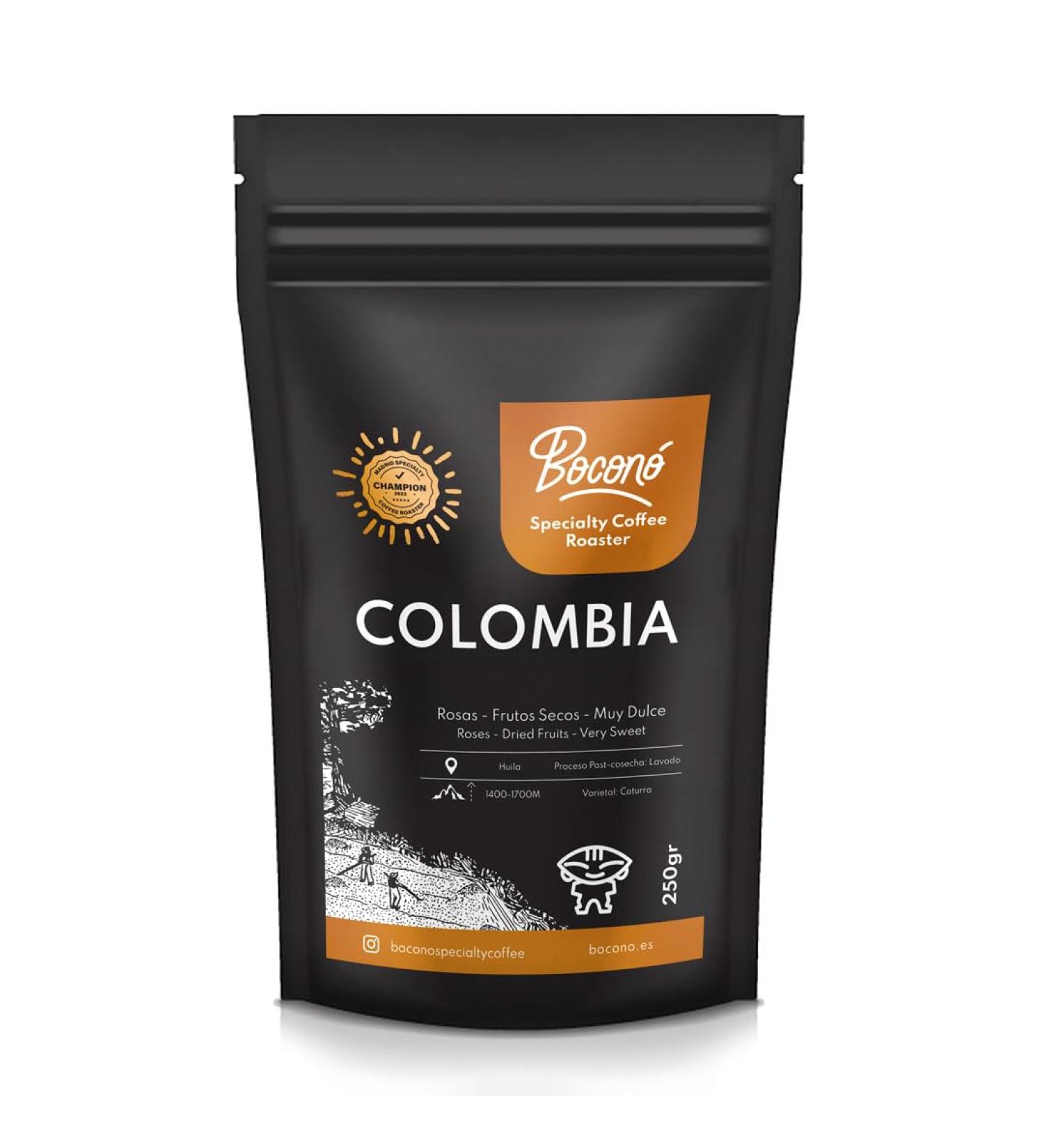 Bocon Specialty Coffee Colombia Huila 250g Specialty Coffee Bean Roasted 100% Arabica Variety Caturra Process Washed Aeropresss V60 French Press Espresso - Buy Online on GoSupps.com
