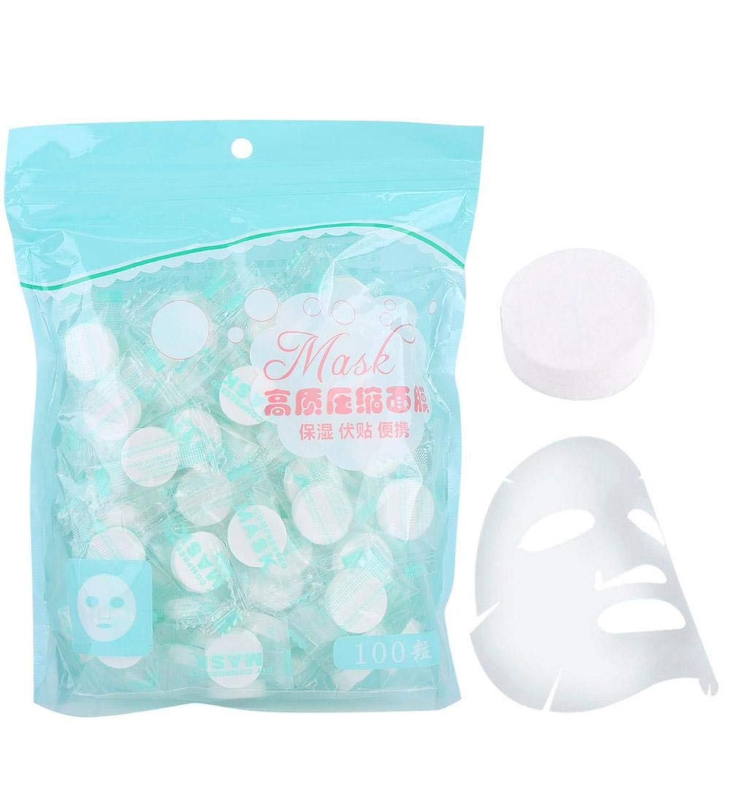 ZJchao Disposable Facial Masks - 100 Pcs DIY Non-Woven Compressed Sheets for Home & Travel Use - Buy Online on GoSupps.com