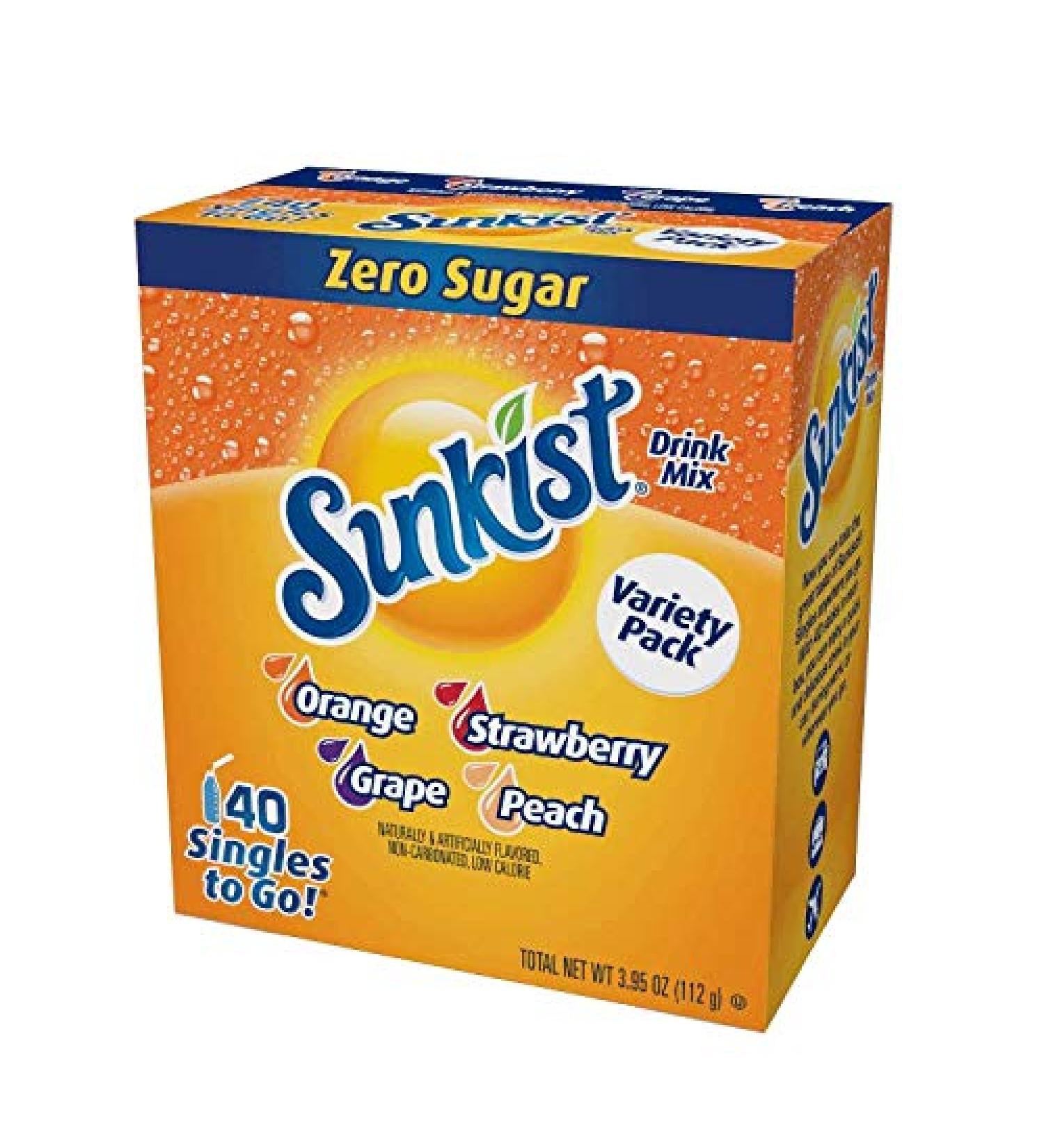 Sunkist Singles to Go Drink Mix Variety Pack Sugar Free - 40 Sticks