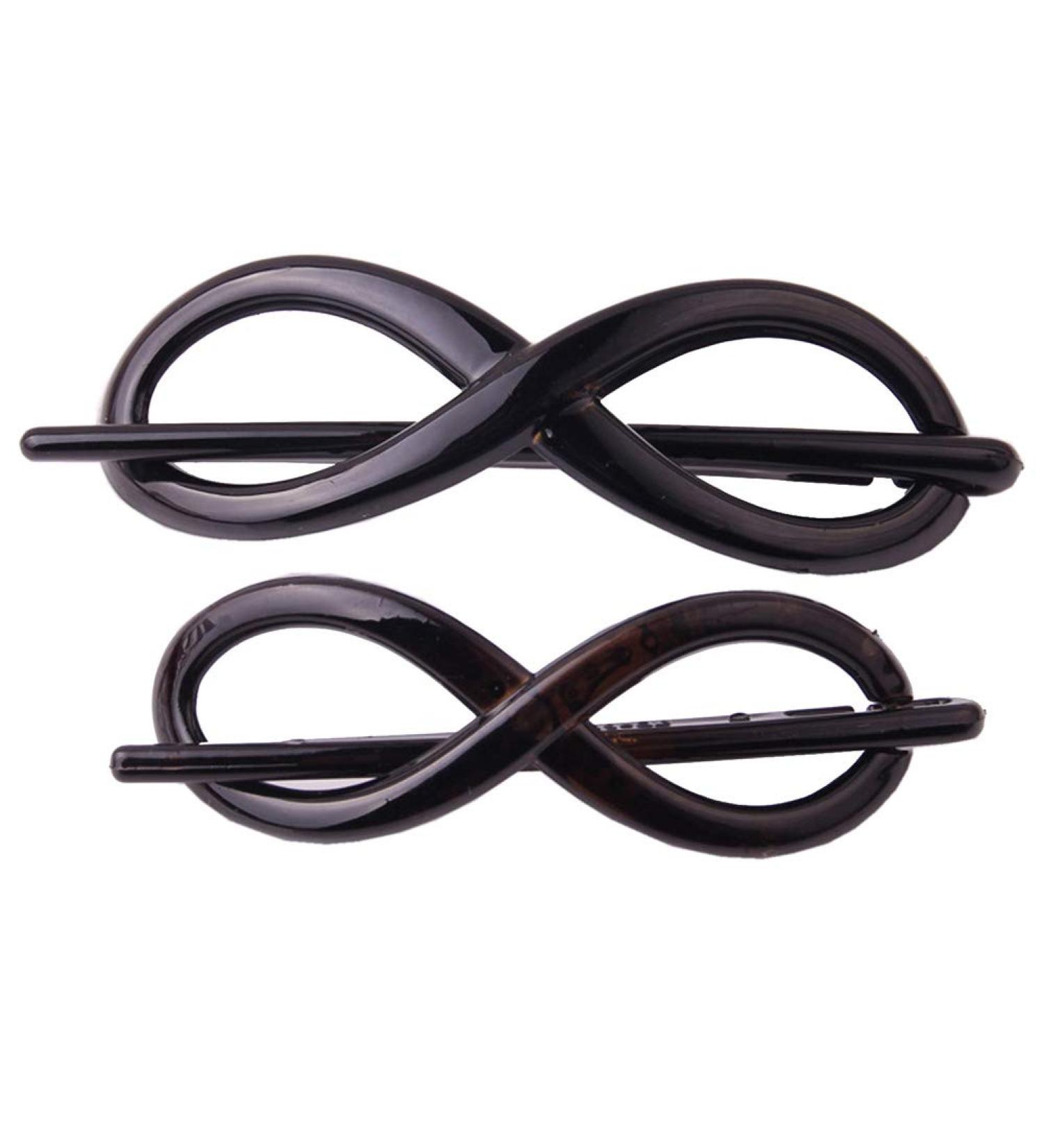 6Pcs Black No-slip Simple Elegant No Metal Hair Clips Twist Hairpin Barrette Ponytail Holder Hair Braid Styling Tool for Women Lady Girls (3 Large + 3 Small)