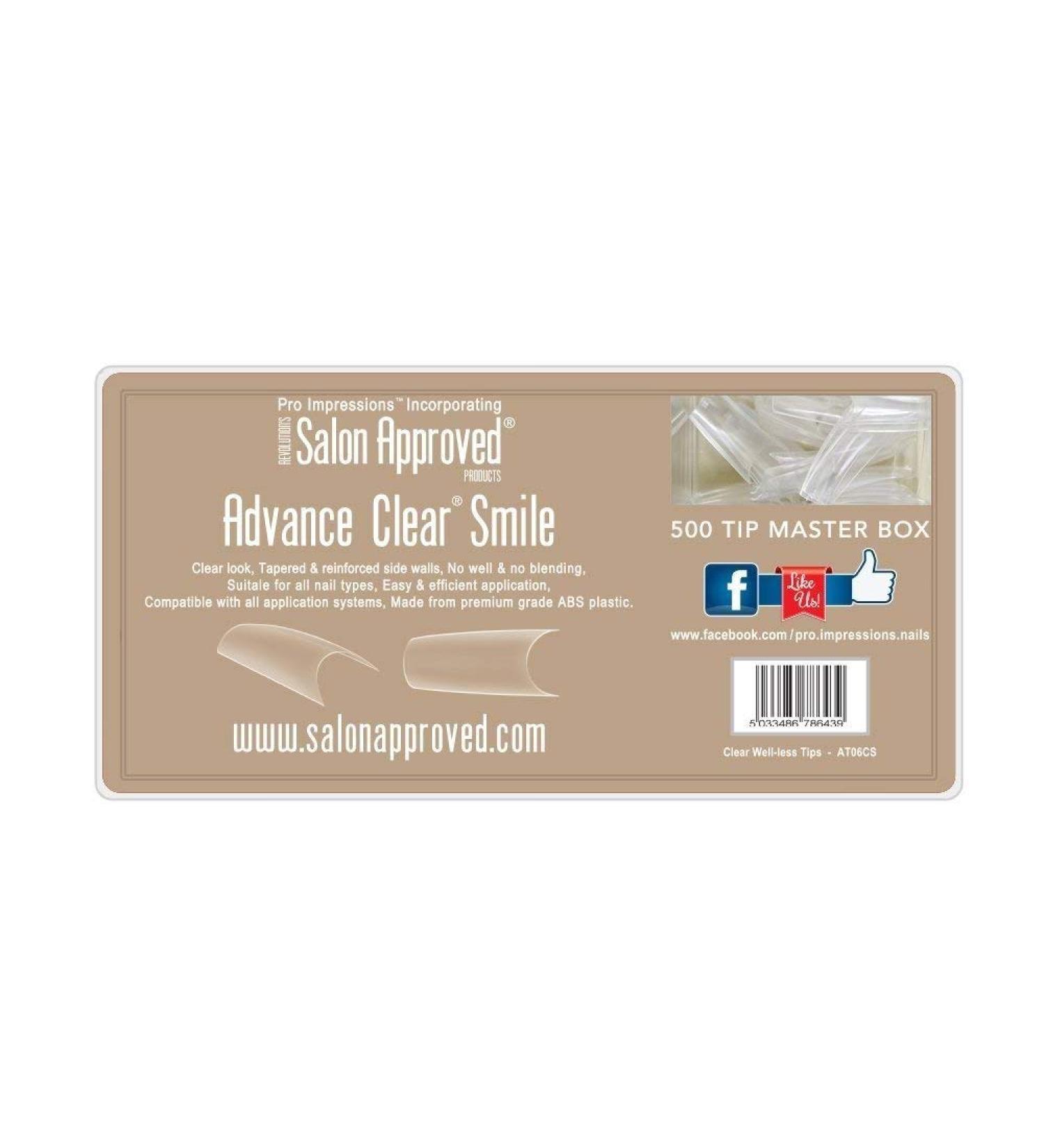 Pro Impressions Advance Clear Smile 50 Nail Tips Size 9