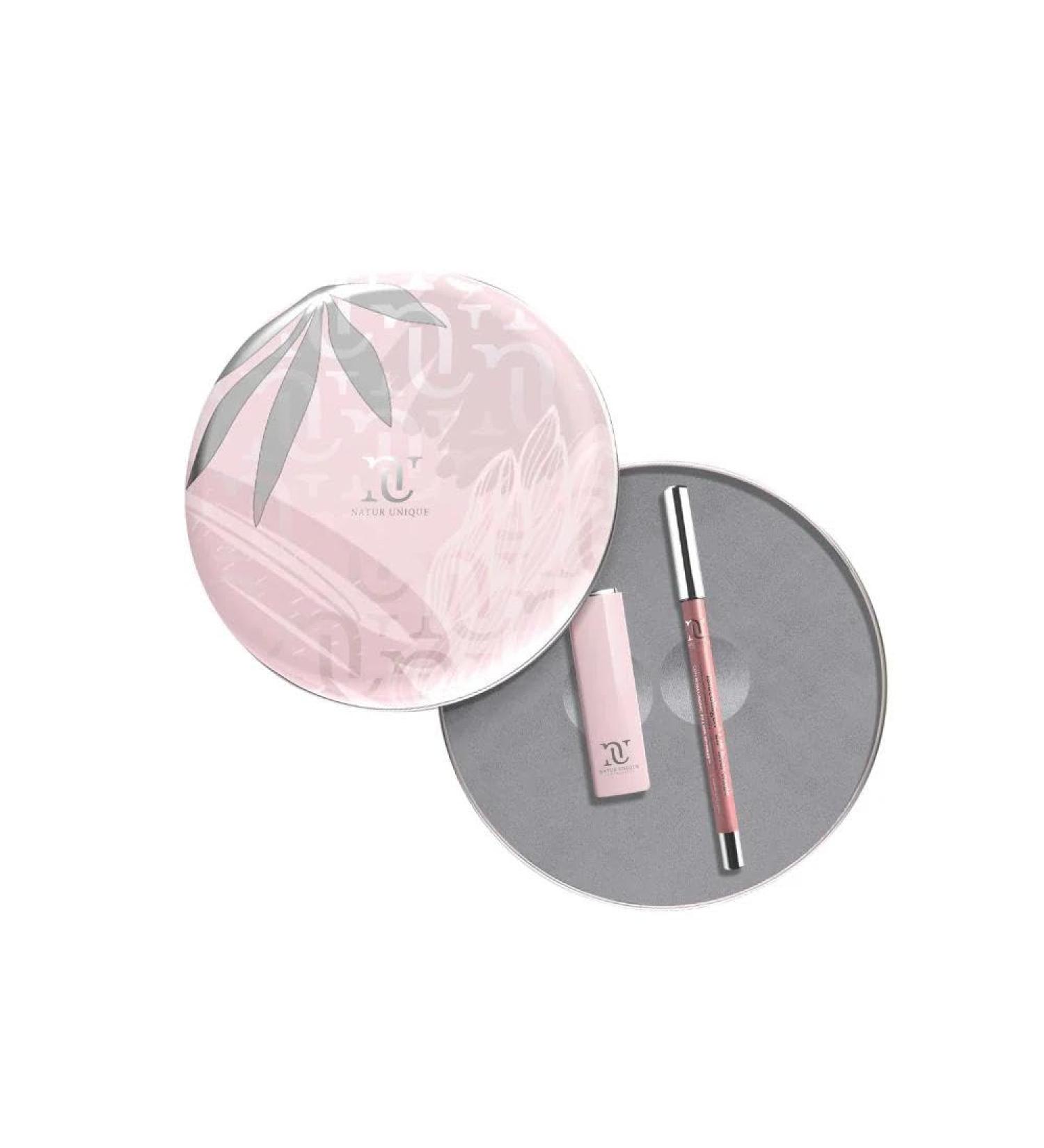 Kiss Collection Kit Natur Unique Pink and Silver Ialucollagen Lip Volume XXXL + Lipliner Nude Lip pencil with Hyaluronic Filling Spheres