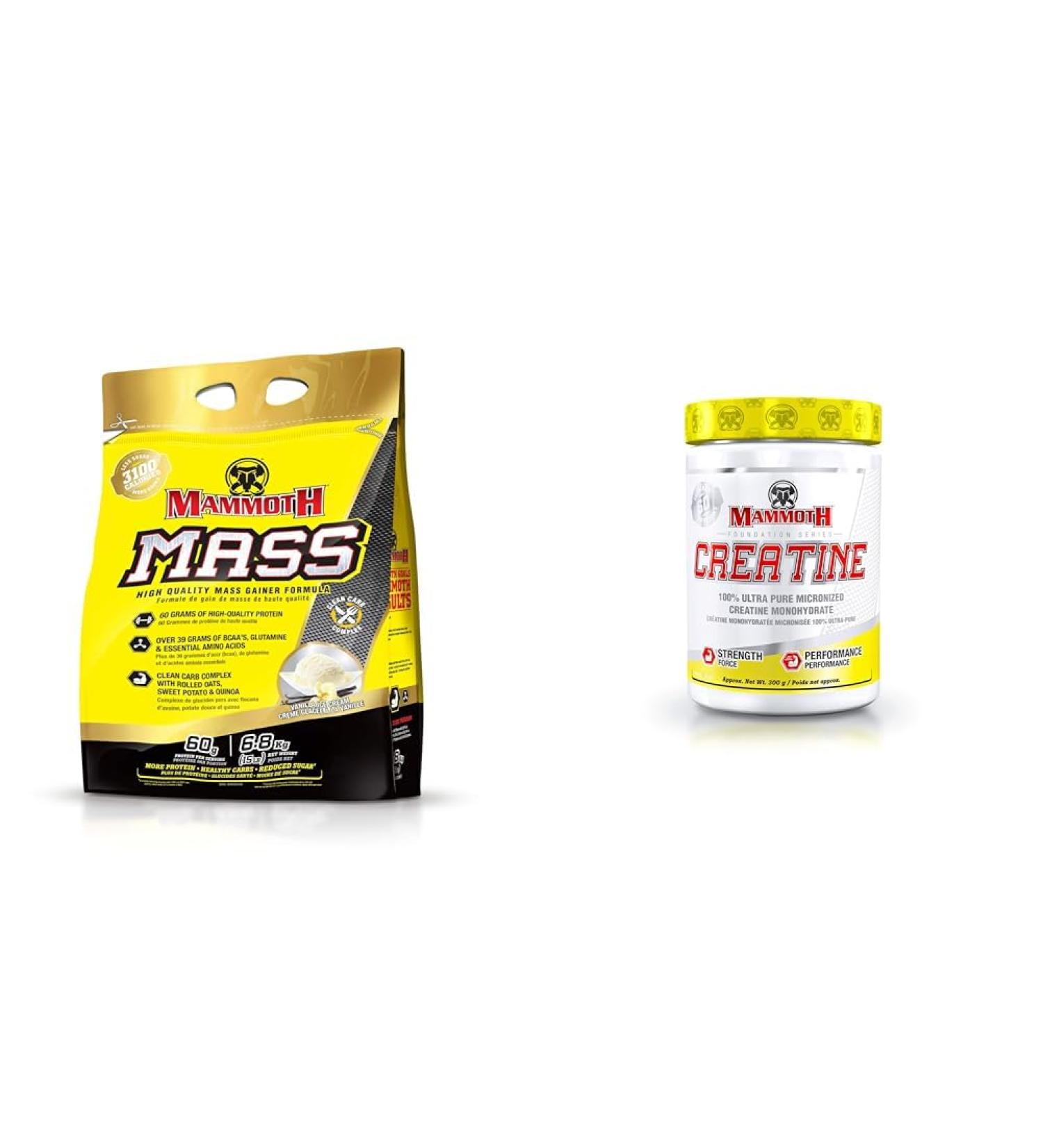 MAMMOTH MASS: Weight Gainer High Calorie Protein Powder Workout Smoothie Shake Meal Replacement & Creatine 300gm NUTRITIONAL + SUPPLEMENT 15331 15 pound - Buy Online on GoSupps.com