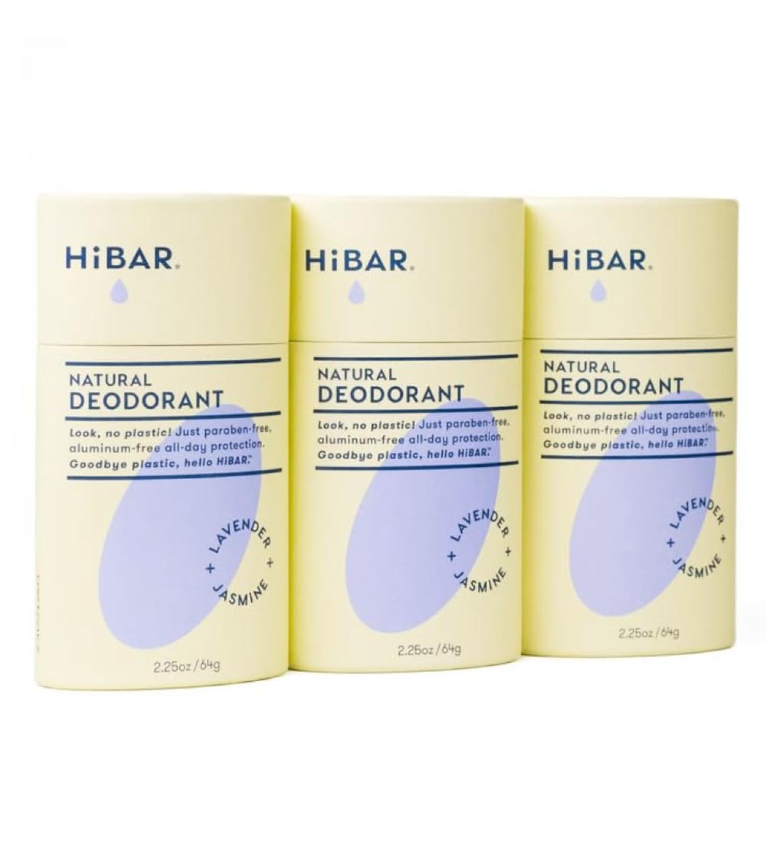 HiBAR - Lavender & Jasmine Plastic Free Deodorant - Natural Deodorant - All-Day Protection - With Sunflower Seed Wax Rice Bran & Shea Butter - Plastic Paraben & Aluminum-Free - Vegan - 3 Pack 3-Pack Lavender & Jasmine - Buy Online on GoSupps.com