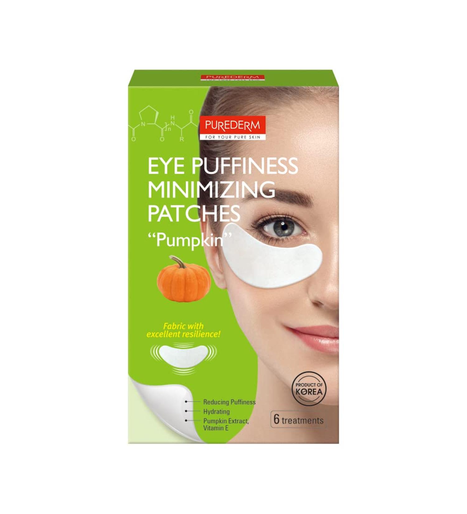 Purederm Pumpkin Eye Puffiness Minimizing Patches - 6 Treatments with Vitamin E for Hydrated and Reduced Puffiness Around Eyes - Buy Online on GoSupps.com