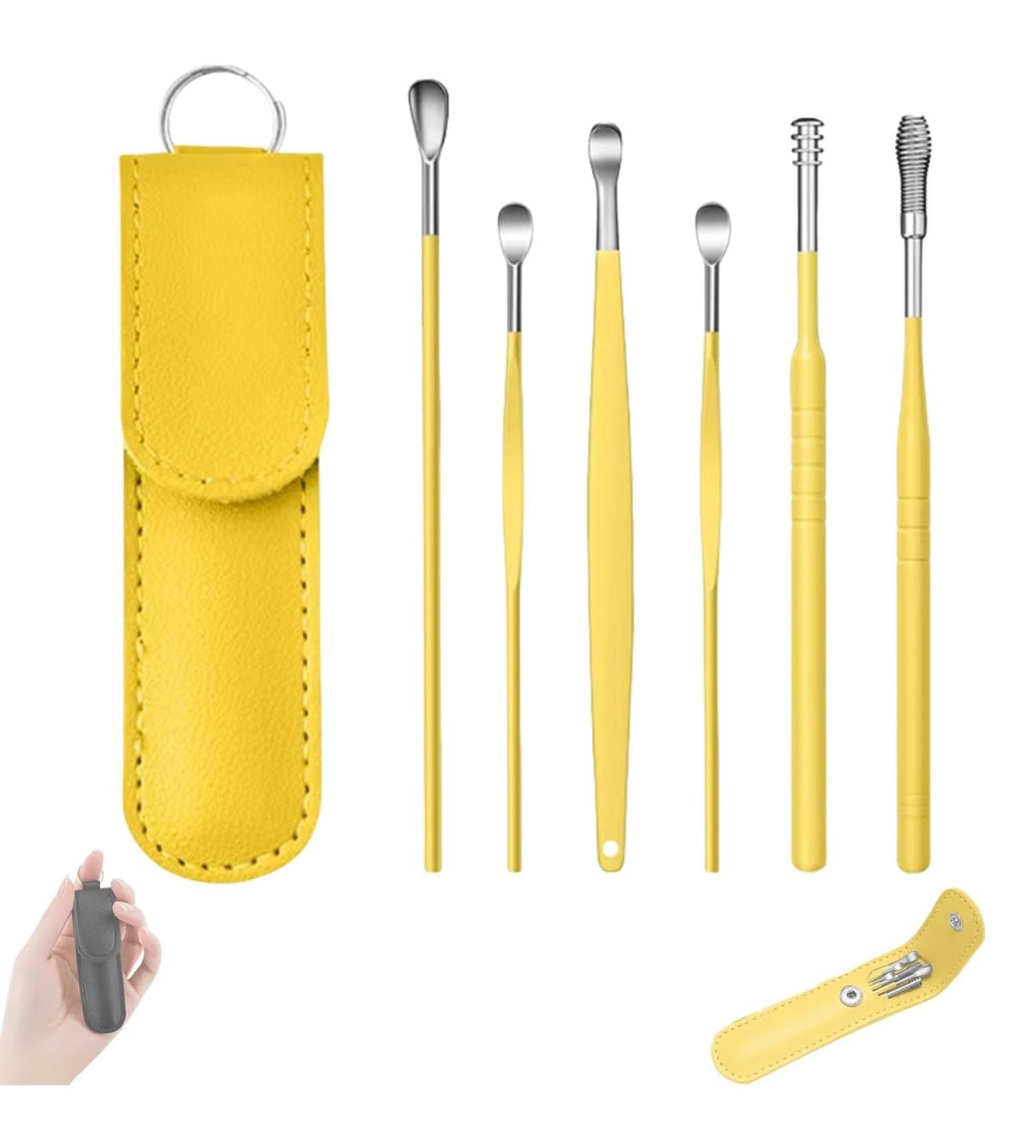 Pleteffect Ear Cleaner Set - Professional Portable Ear Cleaning Kit for Adults & Kids | Best Earwax Cleaner Tool 2024 (Yellow - Buy Online on GoSupps.com