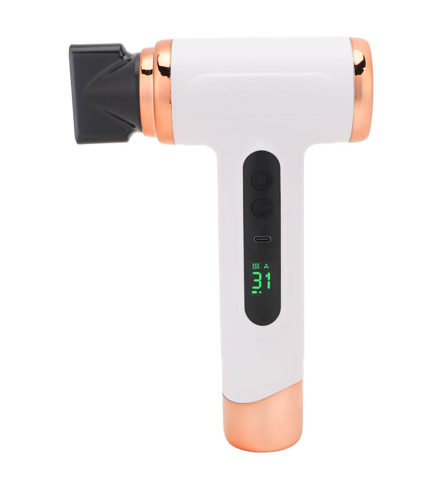Buy Cordless Hair Dryer - Quiet Compact & USB Rechargeable 200W for Travel | Hot & Cold with Digital Screen - Perfect for Camping & Dorm Use - Buy Online on GoSupps.com