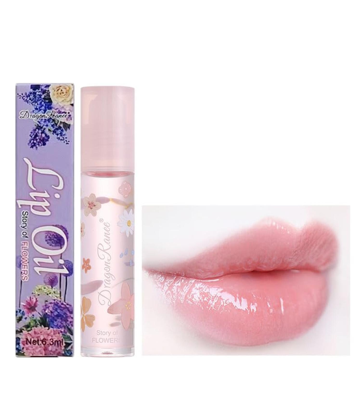 Flower Rolling Ball Lip Oil Gloss - Long Lasting Moisturizing Lip Balm | Clear Fruit Scented Lip Gloss for Women & Girls (#05 - Buy Online on GoSupps.com