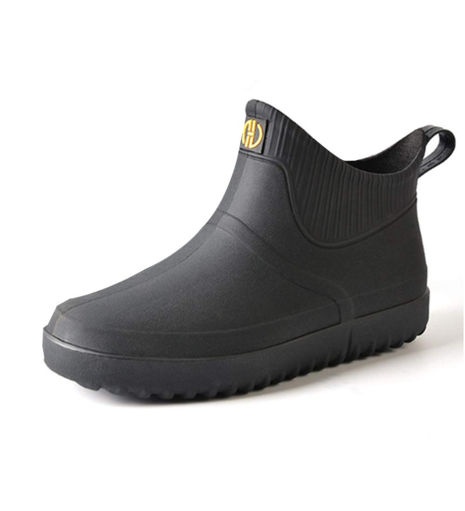 Fereshte Men's Ankle Rain Boots - Waterproof PVC Short Rubber Garden Boots (Size 10.5, Black) - Buy Online on GoSupps.com