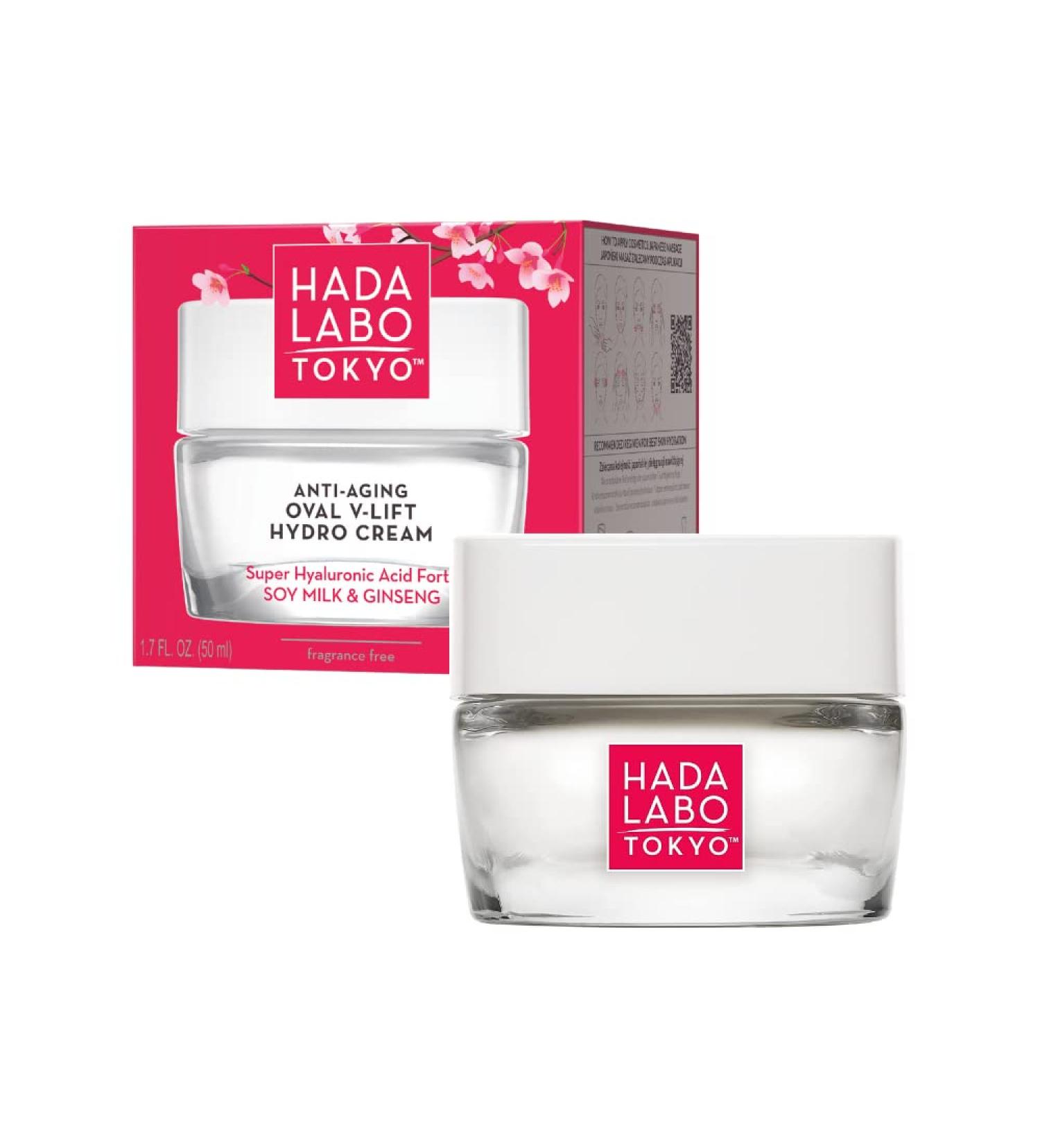 Hada Labo Tokyo Anti-Aging Oval V-Lift Hydro Cream Face Moisturizer with Super Hyaluronic Acid Soya Milk and Ginseng for Firming Hydrating and Rejuvenating Effects - Fragrance Free - Buy Online on GoSupps.com