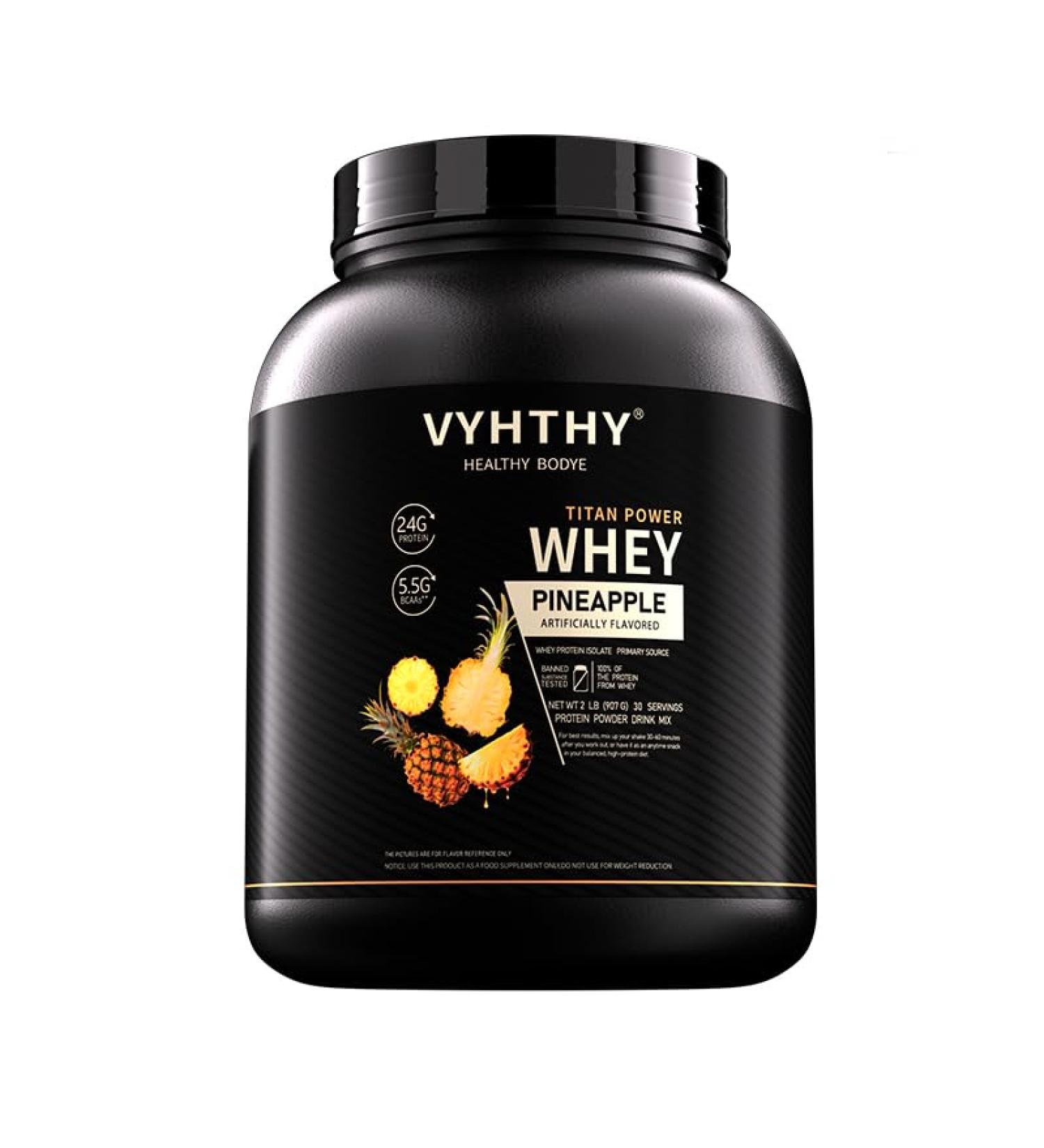 VYHTHY Pineapple Flavored Whey Protein Powder 24g Protein per Serving Fast-Absorbing Concentrated whey Protein Low Sugar Gluten-Free Natural Flavor 2 lbs/32 oz. - Buy Online on GoSupps.com
