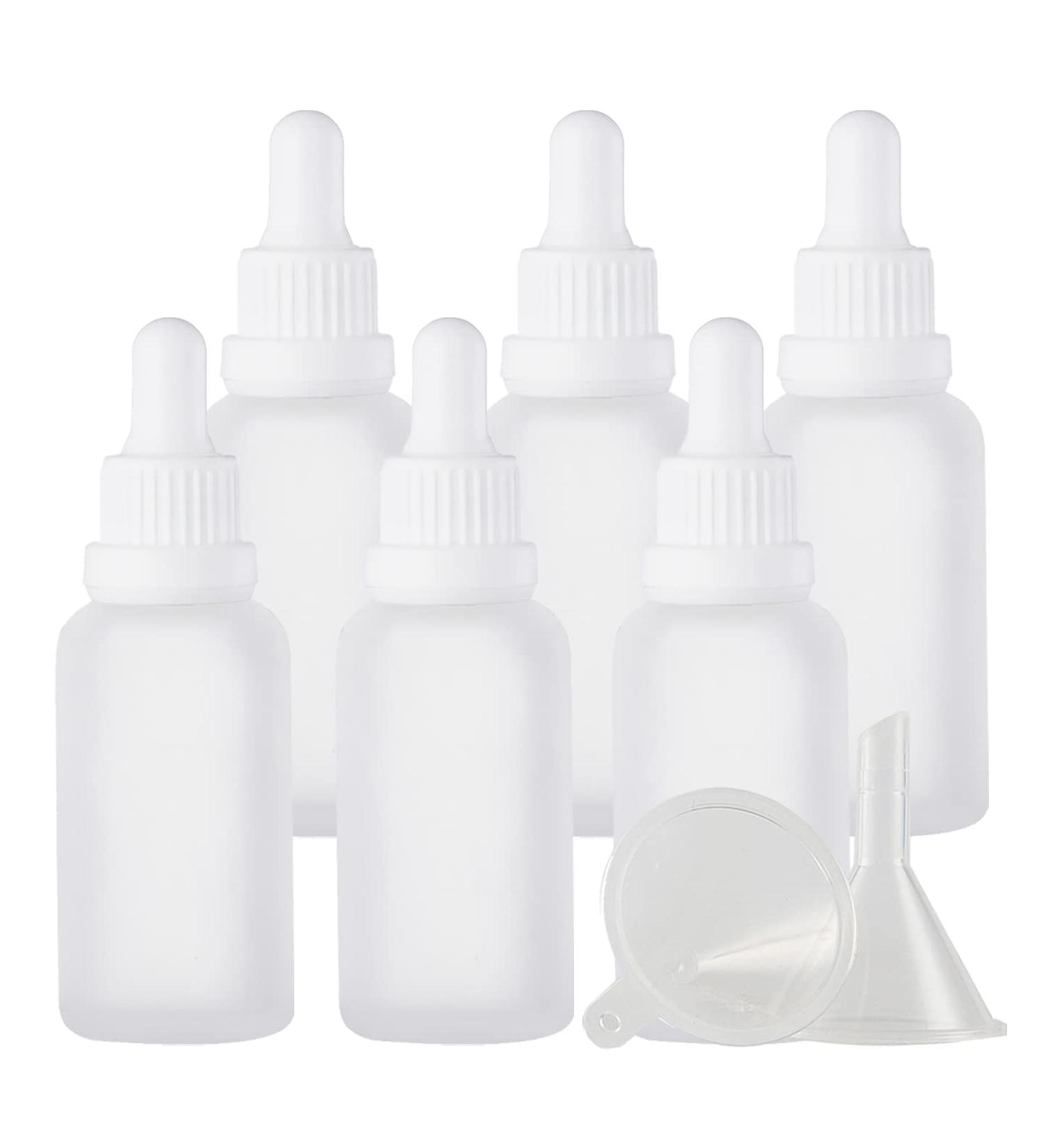 Zeoabsy 6-Piece 30ml Frosted Clear Glass Pipette Bottles - Essential Oils & Aromatherapy Drip Bottles with White Lock Rings - Buy Online on GoSupps.com