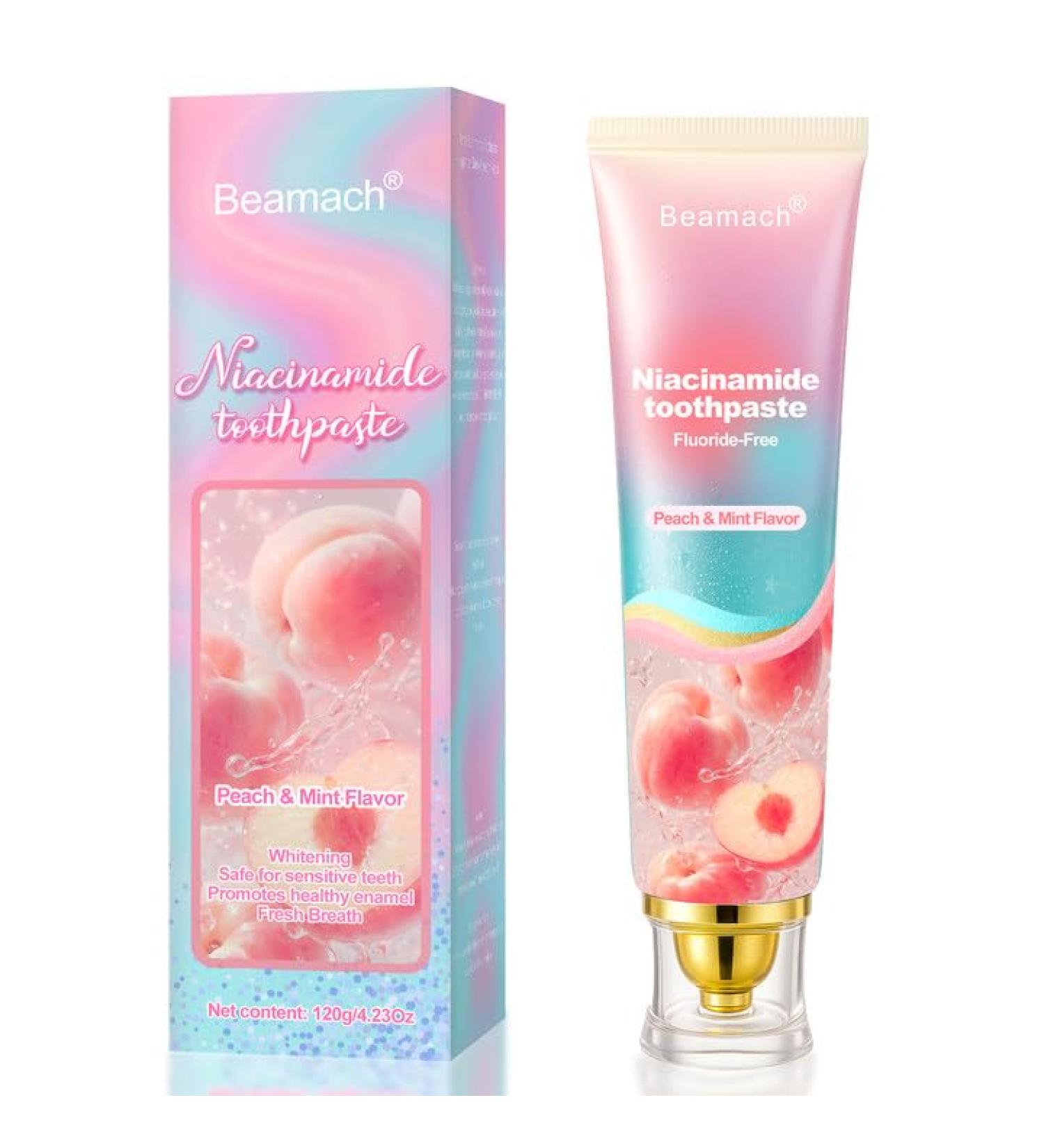 Niacinamide Whitening Toothpaste Triple White Probiotic Whitening Toothpaste Fluoride-Free| Sensitivity Relief | Fresh Breath & Stain Removal Formula | Sakura Peach Fragrance (1) - Buy Online on GoSupps.com