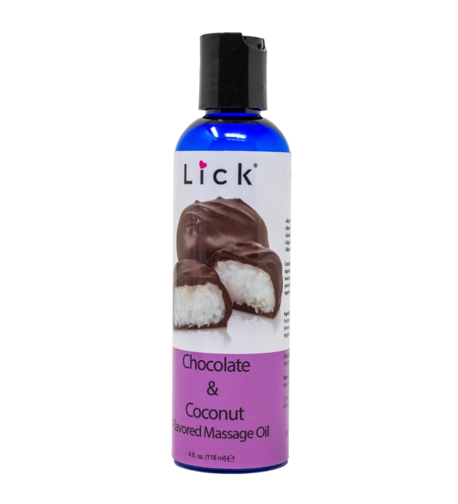 Buy Lick Chocolate & Coconut Flavored Body Oil - Edible Massage Oil for Couples | Vitamin E Enriched Perfect for Date Night 4 oz - Buy Online on GoSupps.com