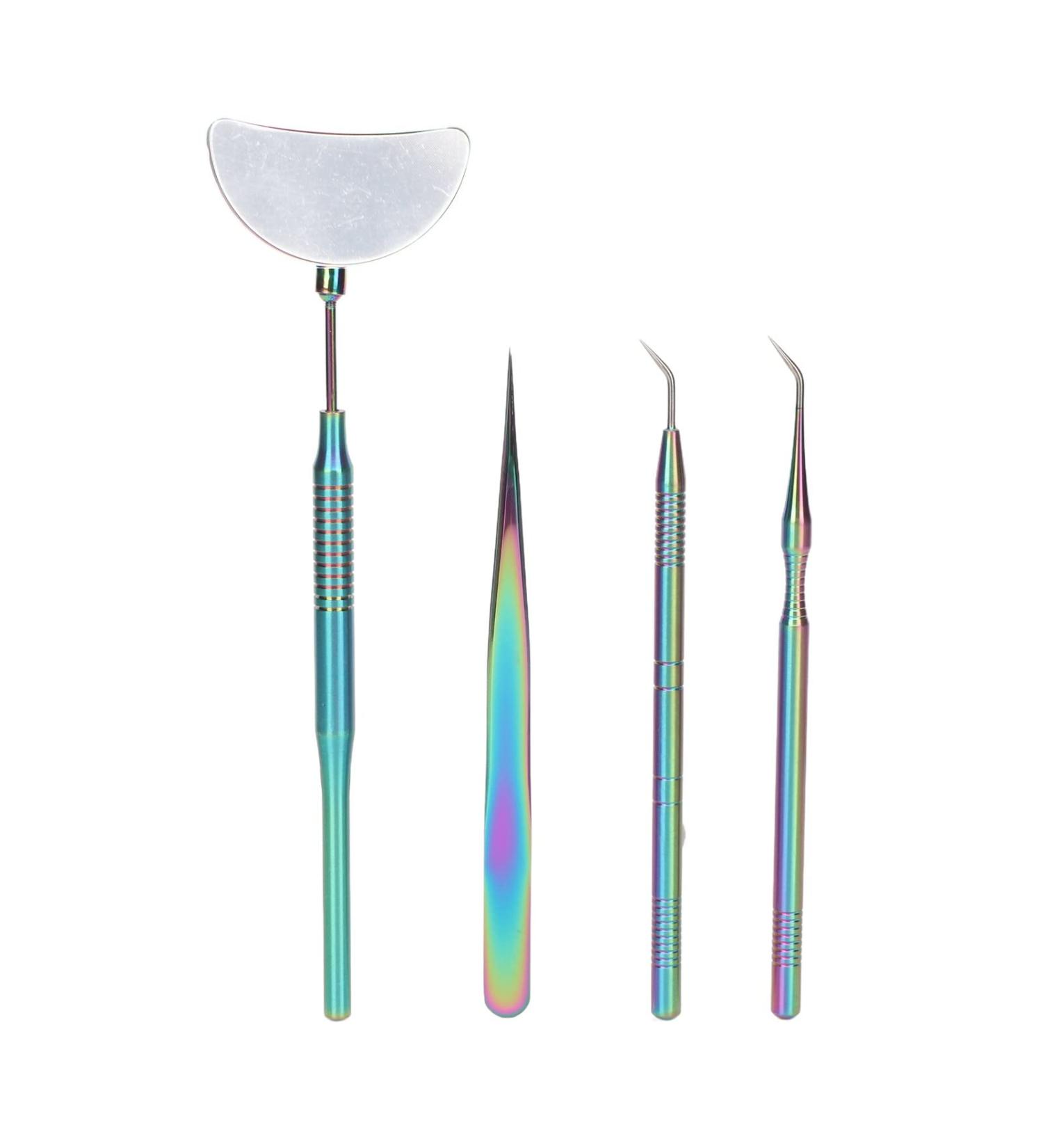  Shanrya Eyelash Extension Tweezers Mirror Set Eyelash Extension Mirror 4Pcs Detachable High Definition for Makeup Colorful - Buy Online on GoSupps.com