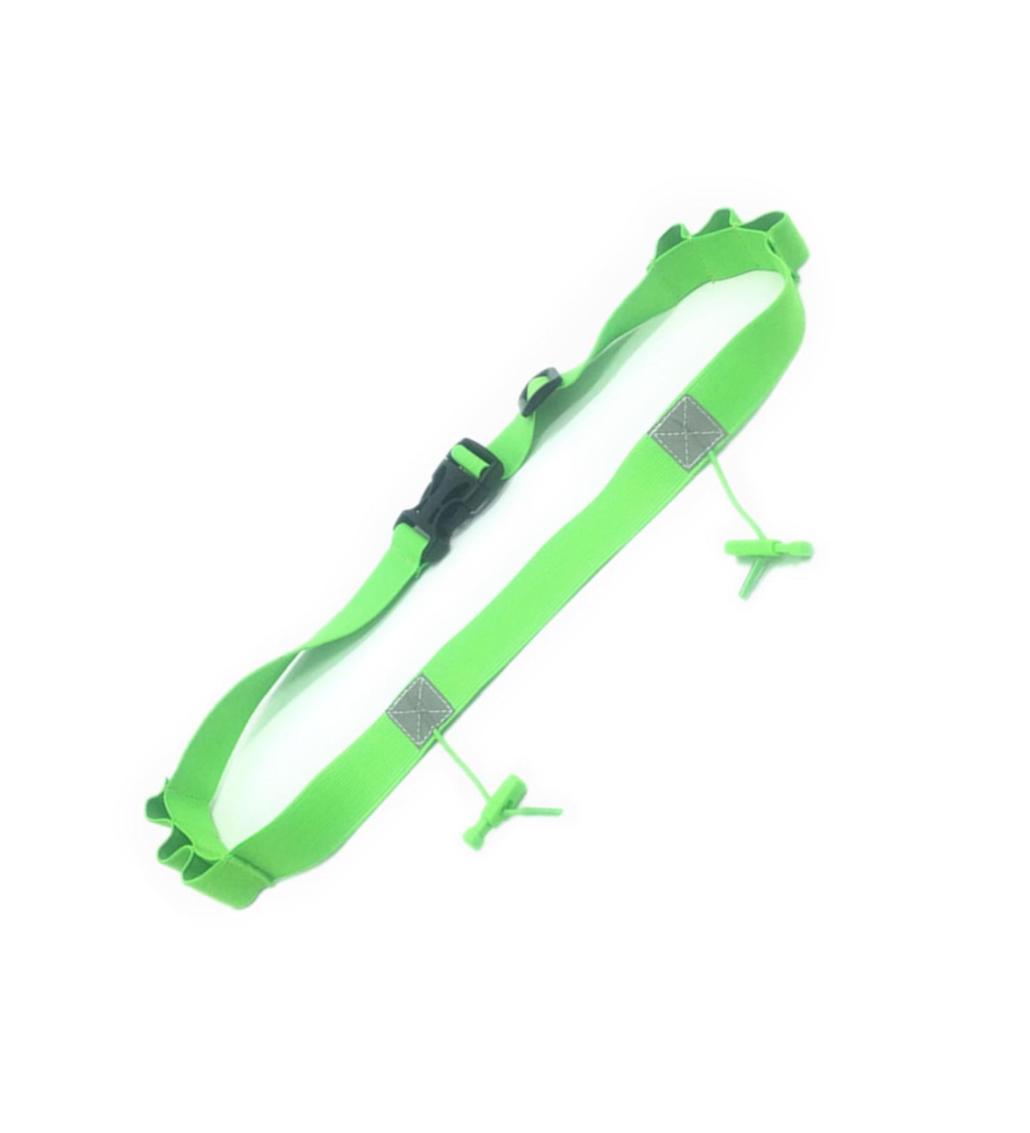 Running Number Belt with Gel Reflex Strips | Nutritional Belt for Cycling & Racing | 6 Energy Gel Holder - Green - Buy Online on GoSupps.com
