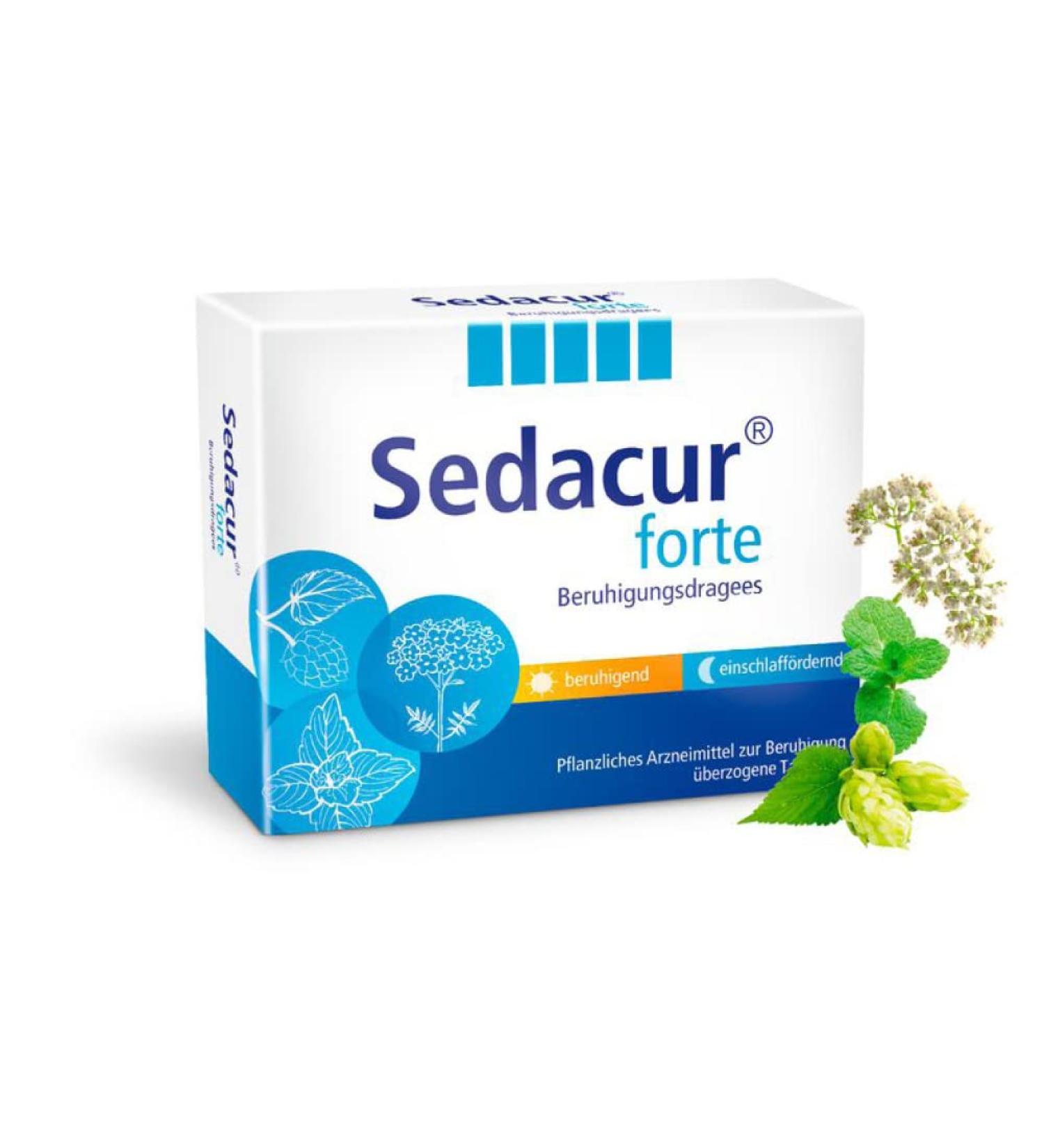 Sedacur Forte - Herbal Sleep Aid for Restlessness & Difficulty Sleeping - 60 Dragees for Peaceful Sleep - Buy Online on GoSupps.com