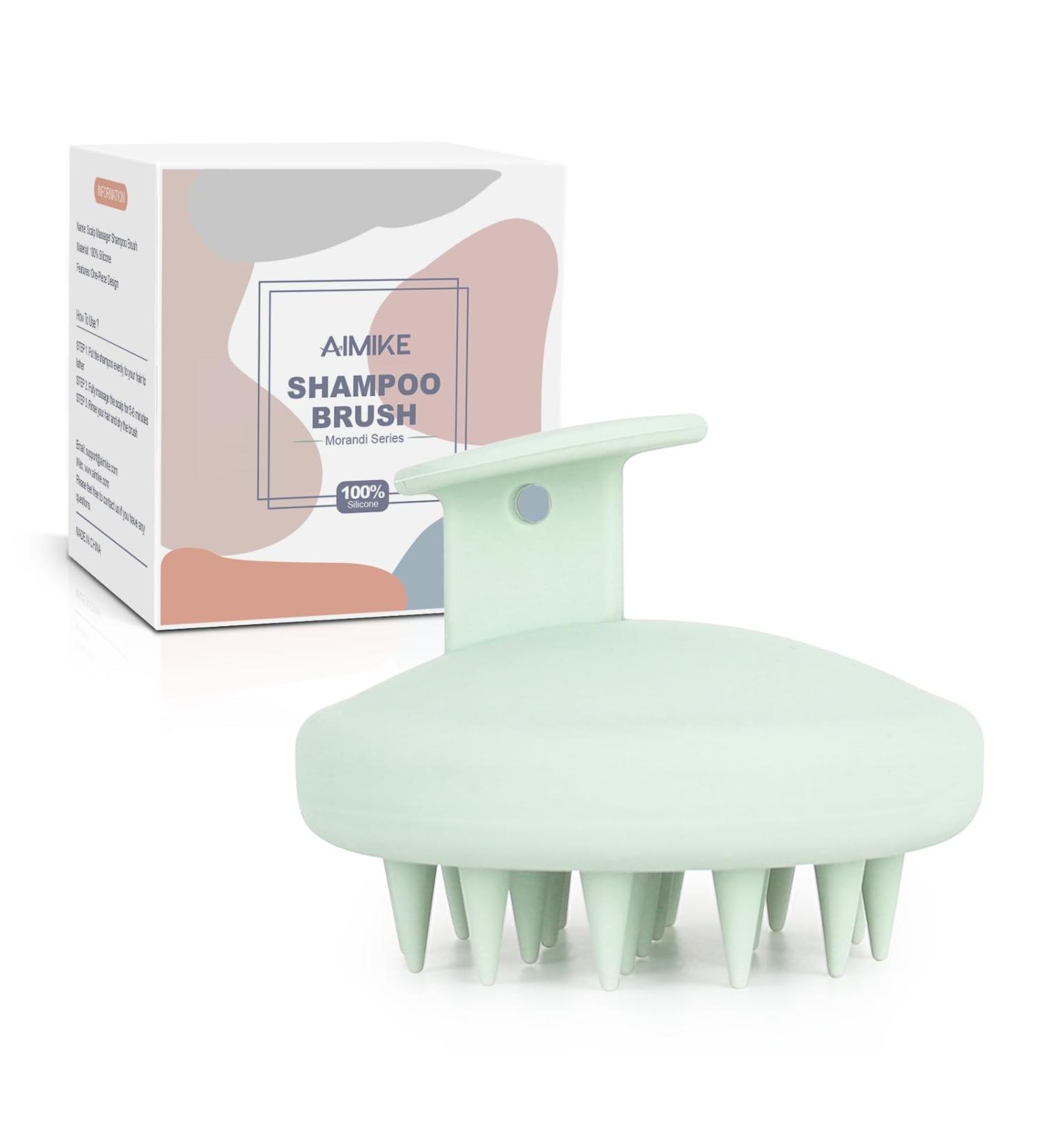 Aimike Silicone Scalp Massage Brush - Eco-Friendly Shampoo Brush for Hair Growth & Relaxation | Mint Green - Buy Online on GoSupps.com