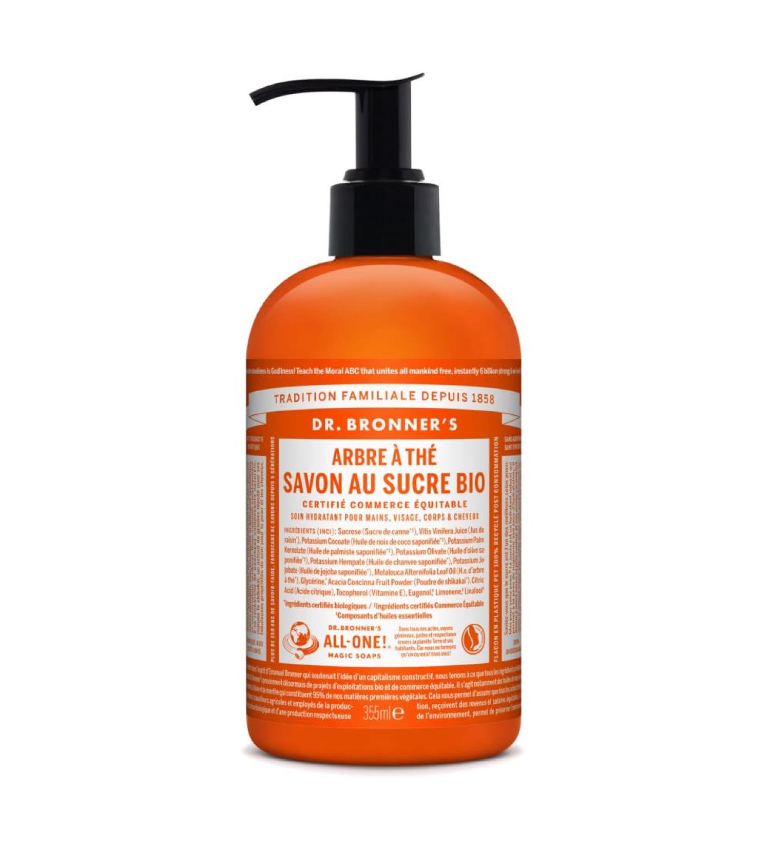  Dr. Bronner's Dr Bronner's Organic Sugar Liquid Soap Tea Tree Pump Bottle 355 ml - Buy Online on GoSupps.com