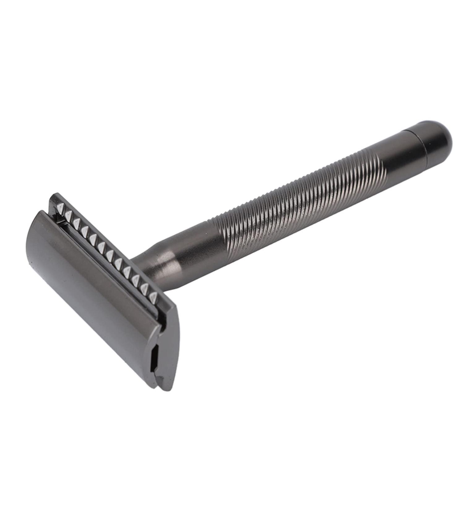 High-Quality Manual Razor - Portable Double-Edged Metal Razor with Zinc Alloy & Brass Handle for Home & Salon Use (Black) - Buy Online on GoSupps.com