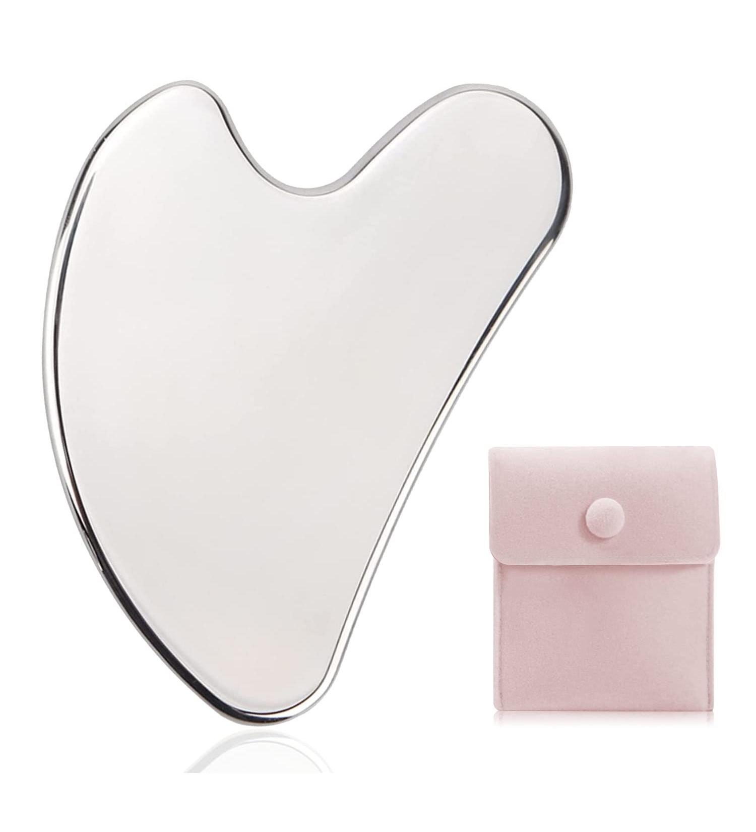 Stainless Steel Gua Sha Heart Shape Massage Tool for Face Eyes & Neck - Skin Care & Relaxation - Buy Online on GoSupps.com