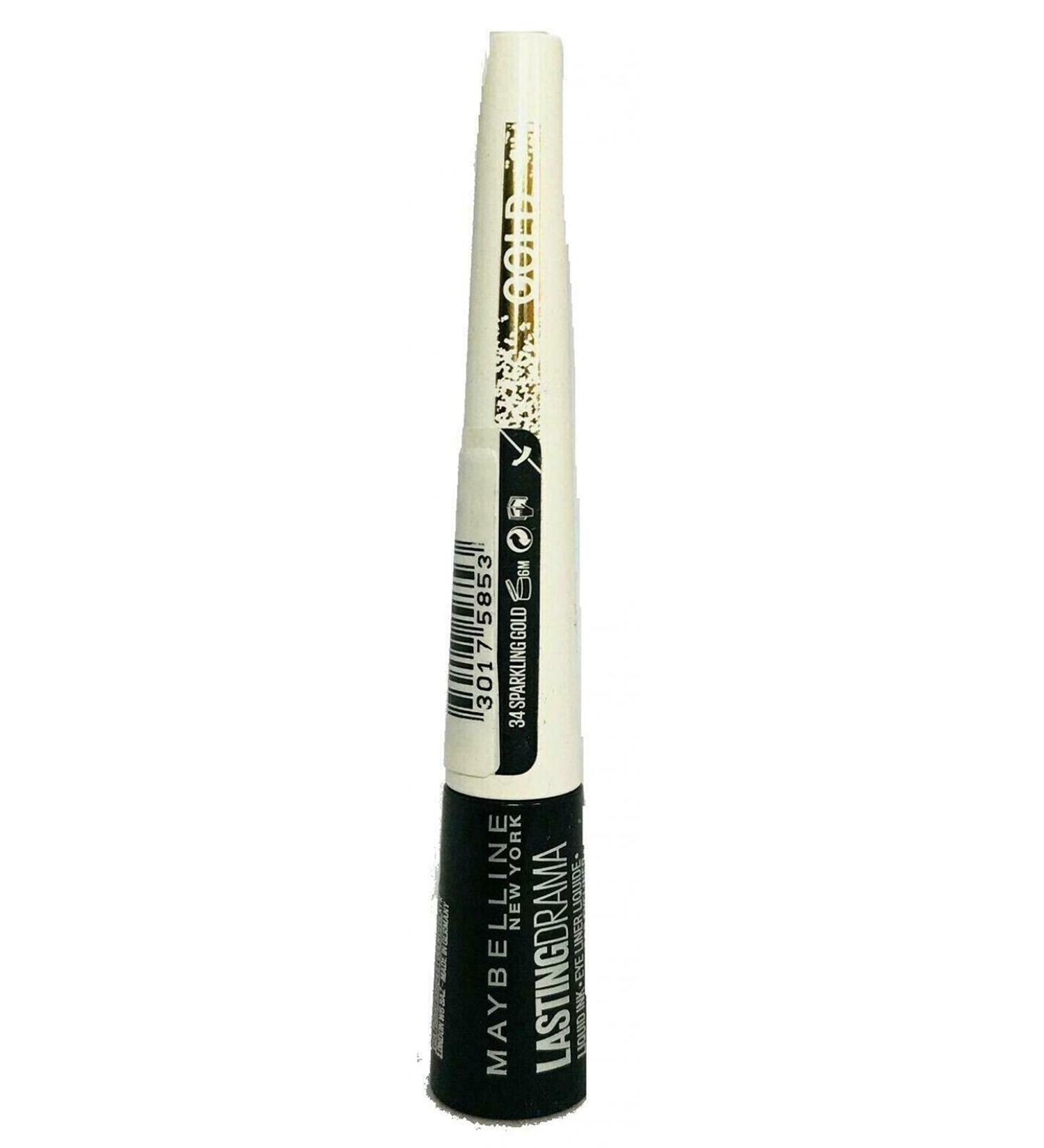 Maybelline New York Lasting Drama Liquid Ink Eyeliner in Gel Color: Gold Content: 2.5ml Eyeliner