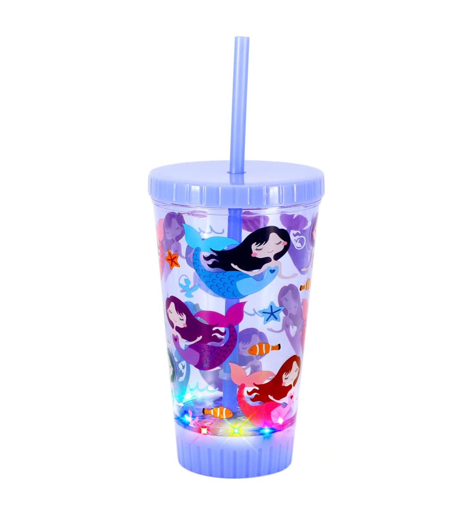 GILANO 16oz Kids LED Light Up Tumbler Water Bottle - BPA-Free, Spill-Proof & Reusable with Straw Lid - Cute Mermaid Design for Boys & Girls - Buy Online on GoSupps.com