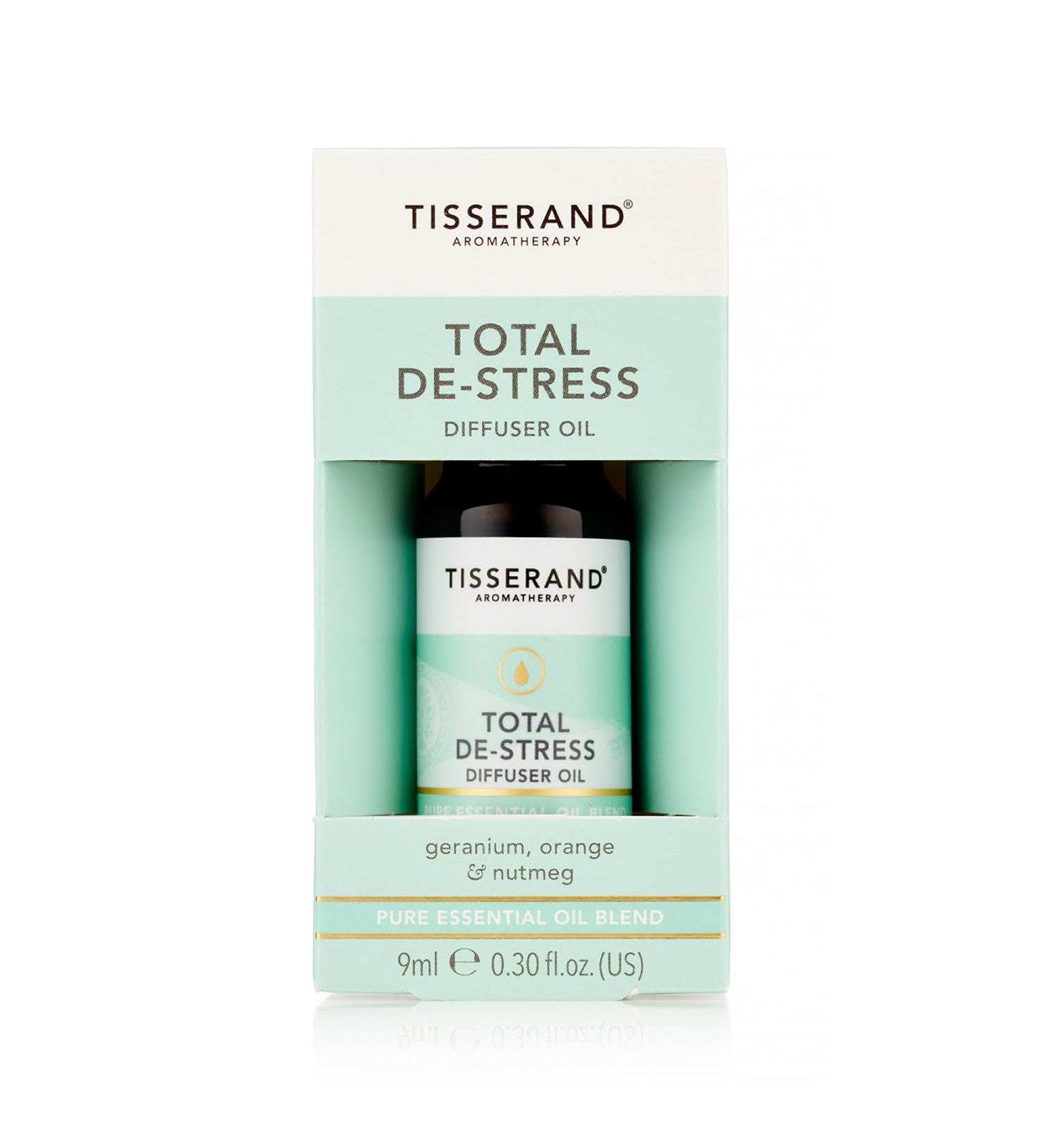 Tisserand Aromatherapy Total De-Stress Diffuser Oil - 9ml - Geranium, Nutmeg, Orange - 100% Natural Essential Oils - Buy Online on GoSupps.com