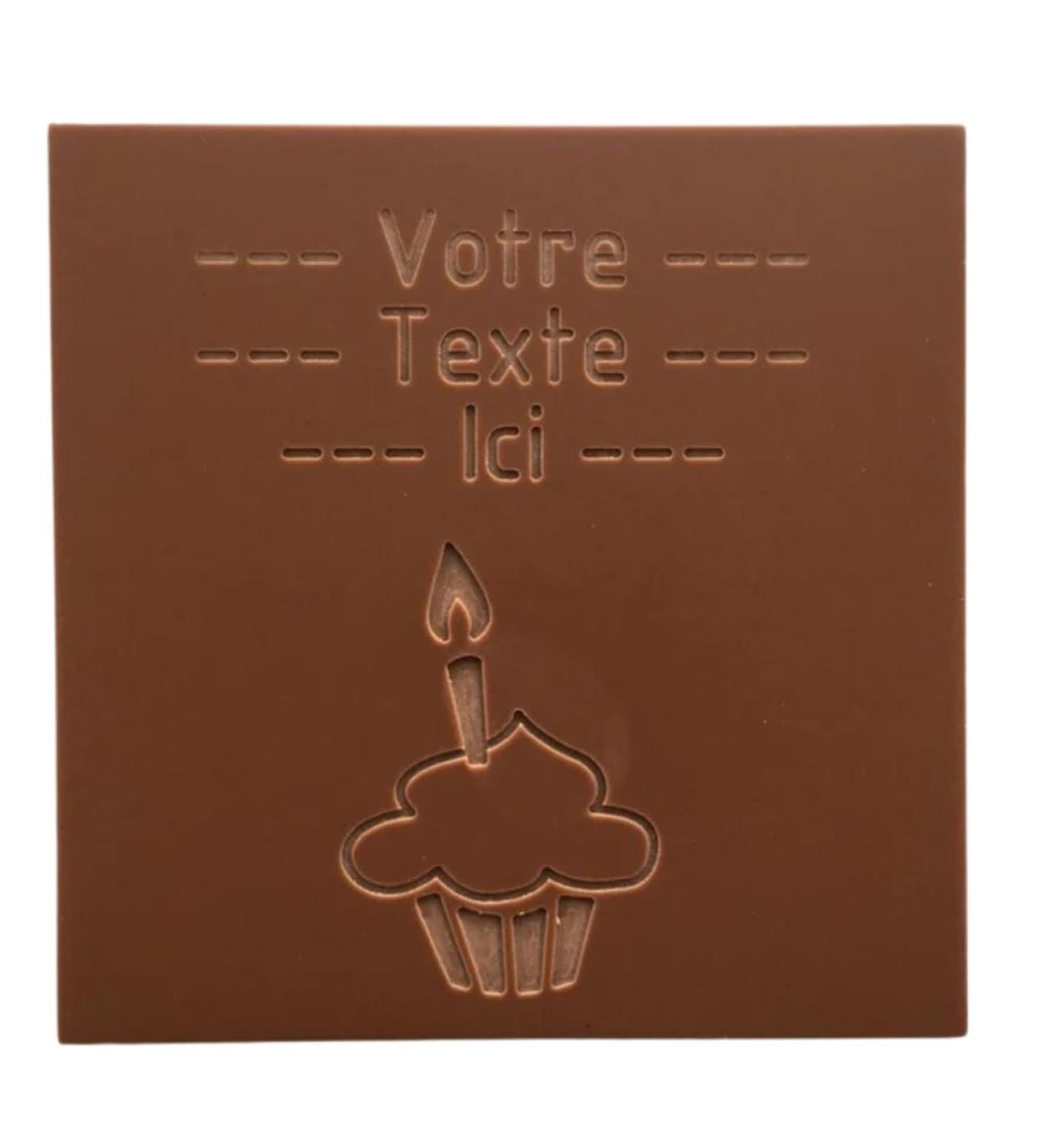 Chocolate crunchy cards | Birthday cupcake | Personalized chocolate with your text | Choice of milk dark or white chocolate | No coloring | (Milk chocolate) - Buy Online on GoSupps.com