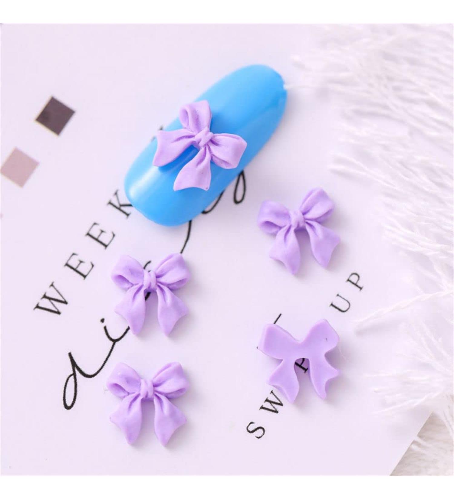 3D Charm 50Pcs Resin Nail Jewelry Ornaments Nail Art Bowknots Manicure Accessories Mini Bow Nail Jewelry Nail Art Decorations Nail Bow Ties(purple) - Buy Online on GoSupps.com