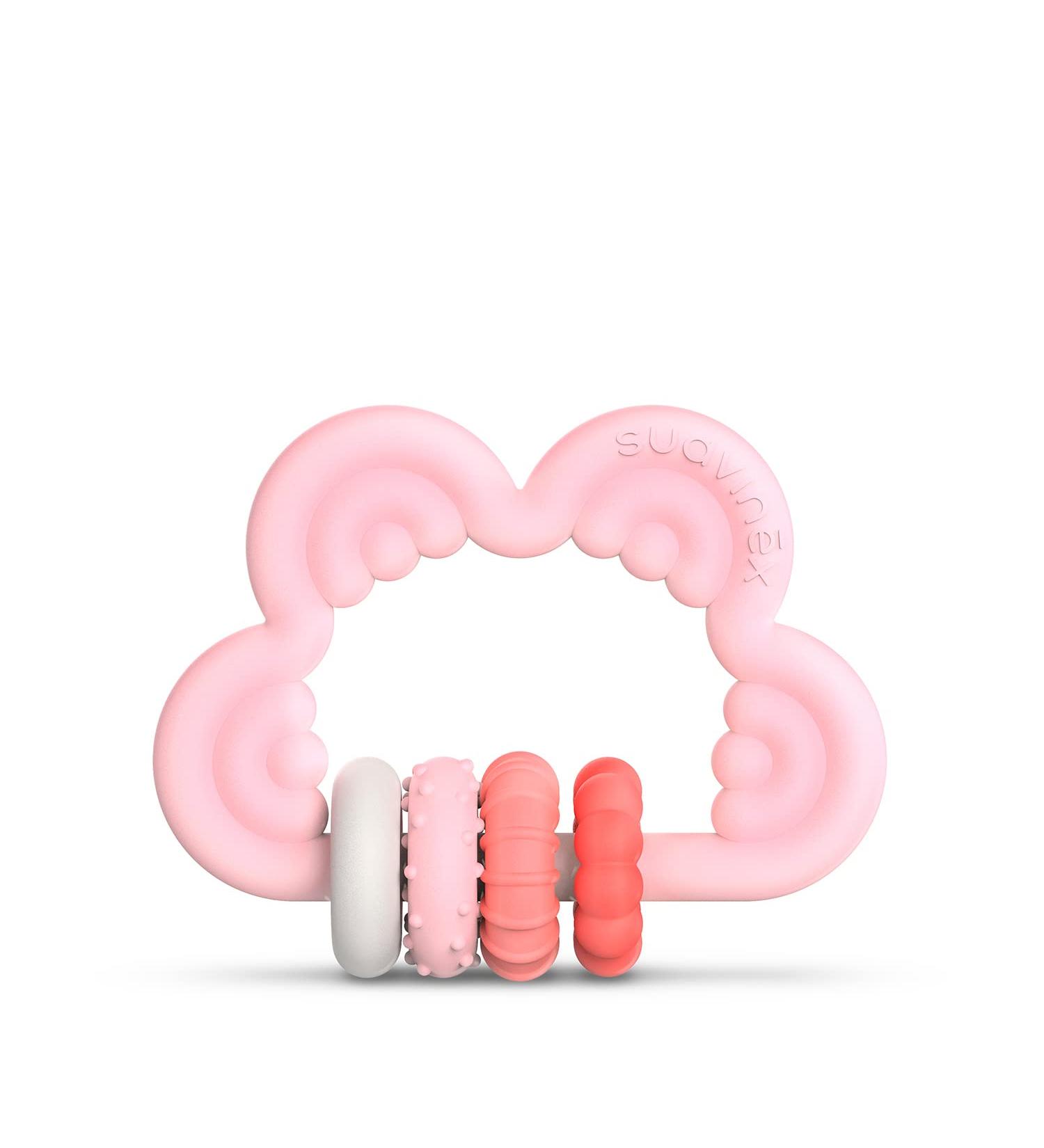 SUAVINEX Silicone Teether for 6+ Months - Flexible & Lightweight Cloud Design in Pink - Safe Teething Ring for Babies - Buy Online on GoSupps.com