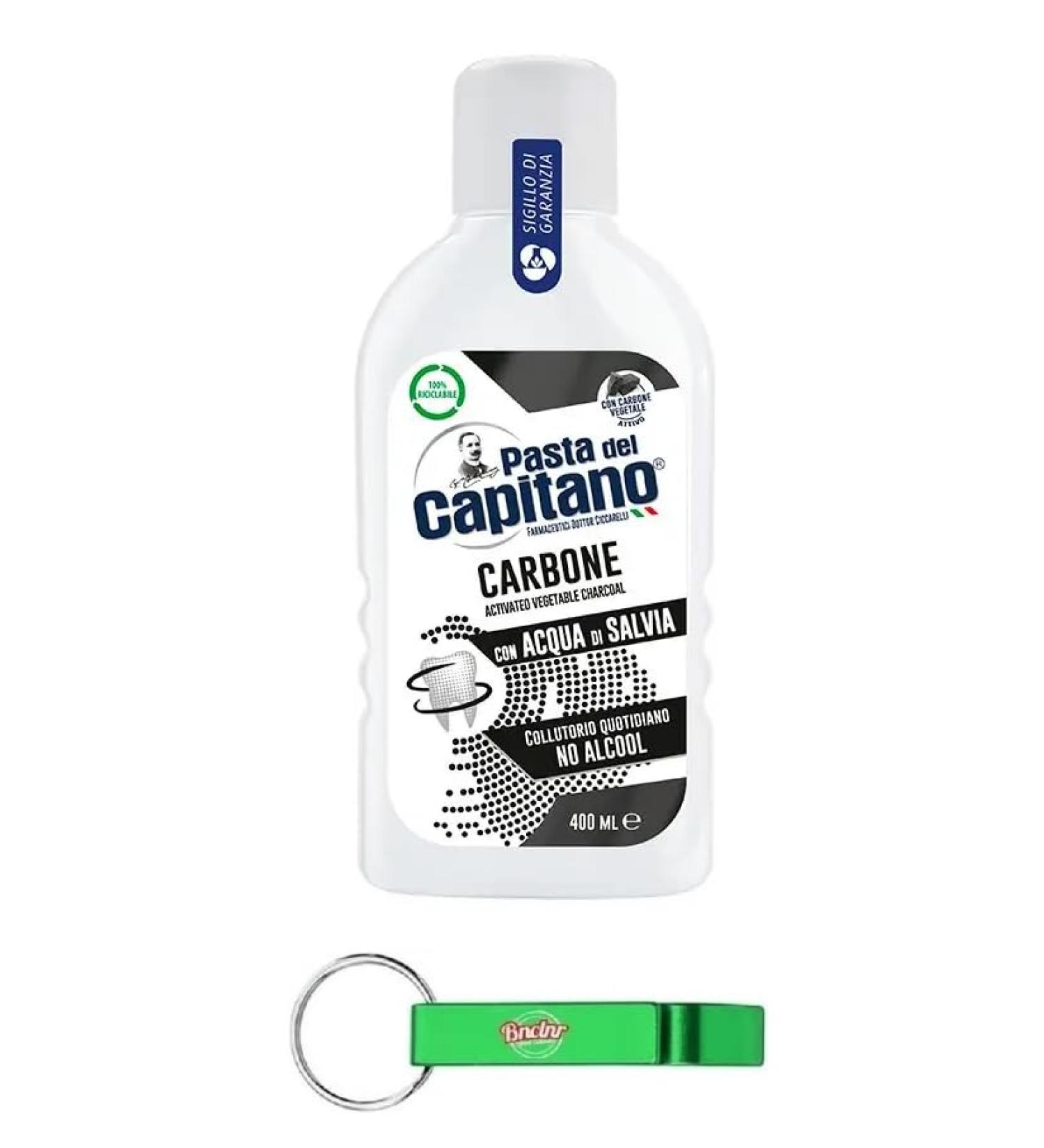 Buy 12x Pasta del Capitano Charcoal Mouthwash 400ml | Oral Hygiene & Free Beni Culinari Keychain - International Shipping Available - Buy Online on GoSupps.com