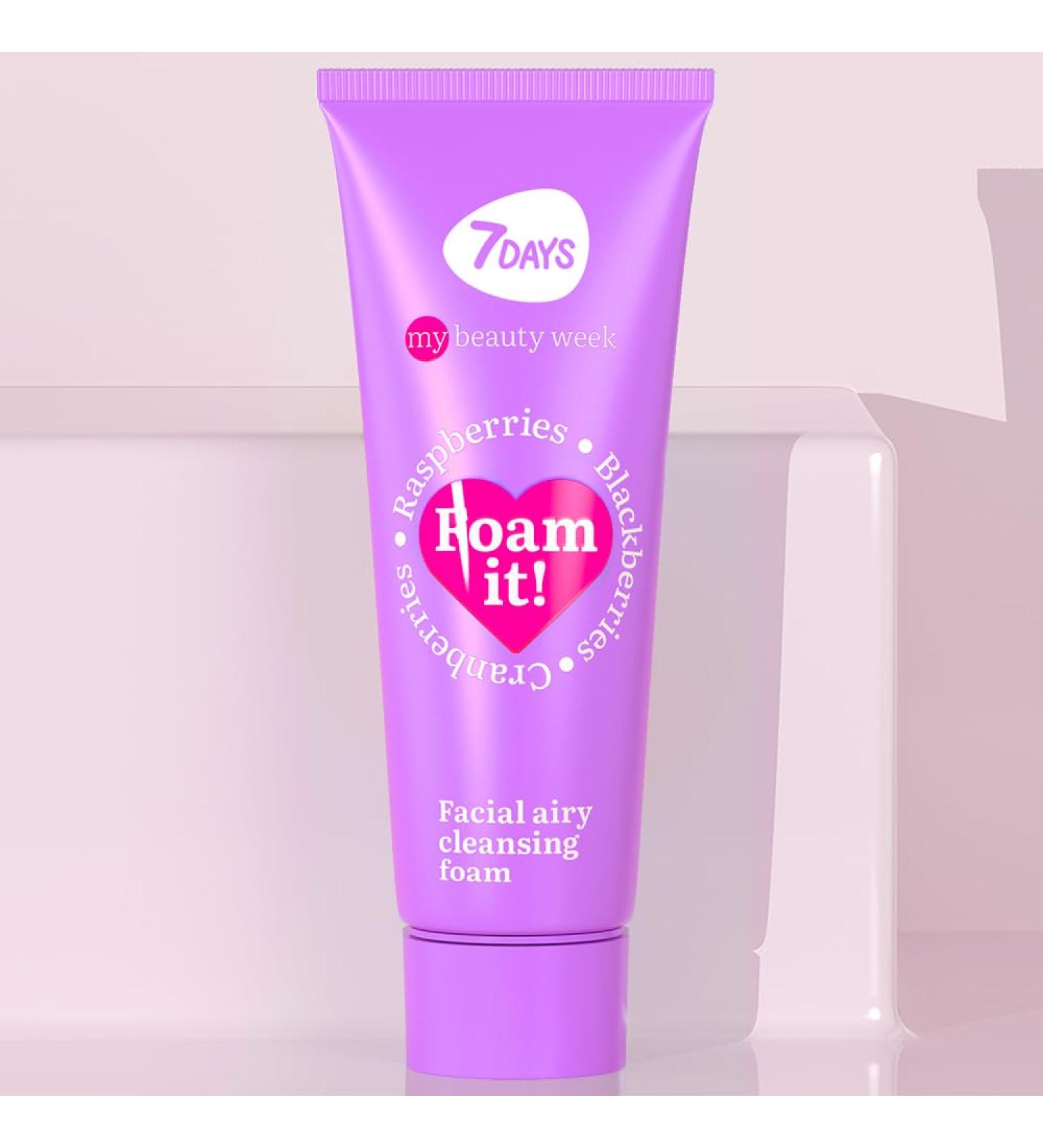 7DAYS Facial Foaming Cleanser for All Skin Types | Hydrating Cleansing Foam with Raspberry Blackberry Blueberry Cranberry and Blackcurrant Extracts | Face Wash and Make-Up Remoover 80 ml - Buy Online on GoSupps.com