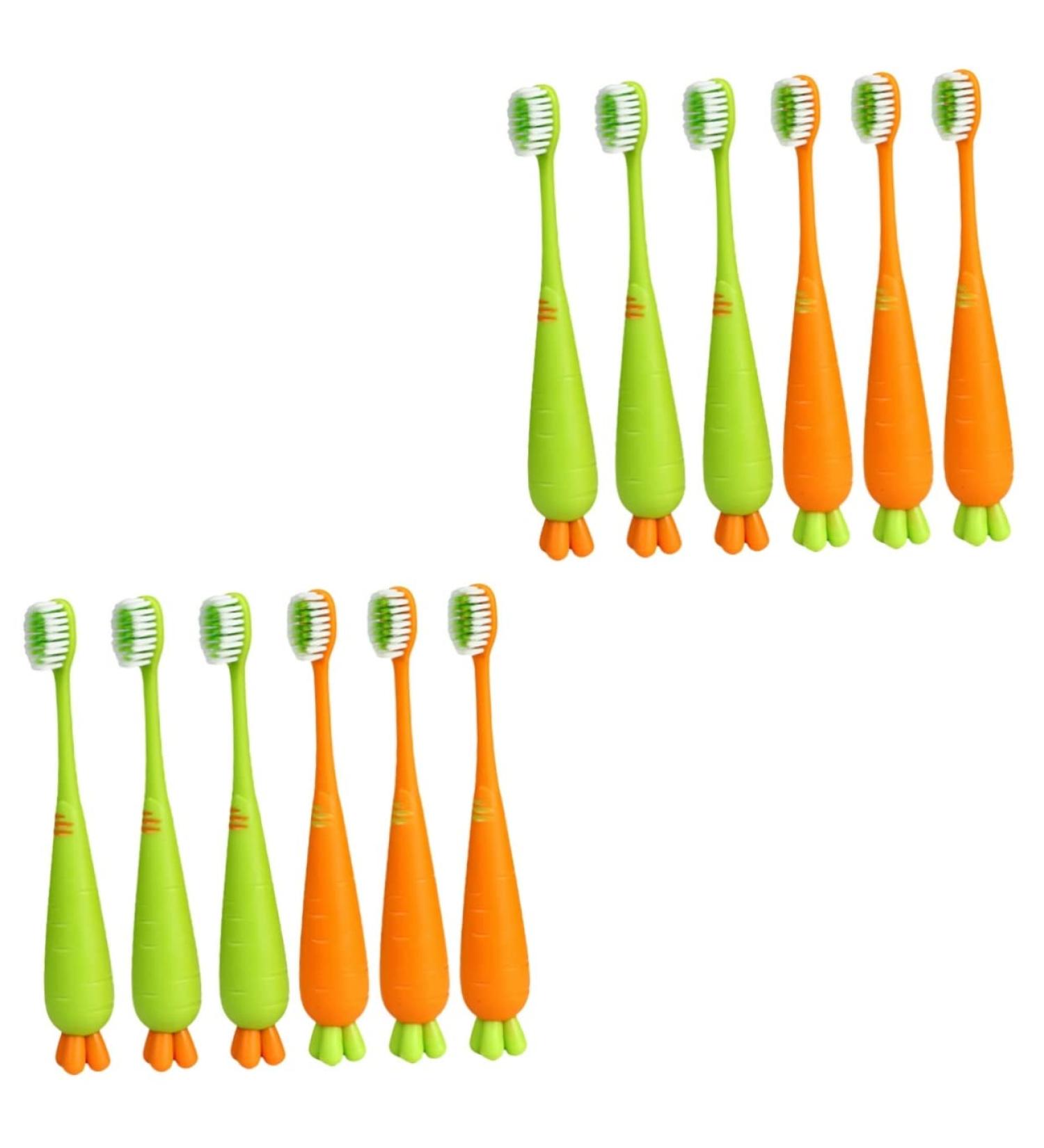 Buy Healvian 12 STK Soft Carrot Toothbrushes for Children - Bulk Travel Manual Toothbrushes for Kids & Pets | International Shipping Available - Buy Online on GoSupps.com