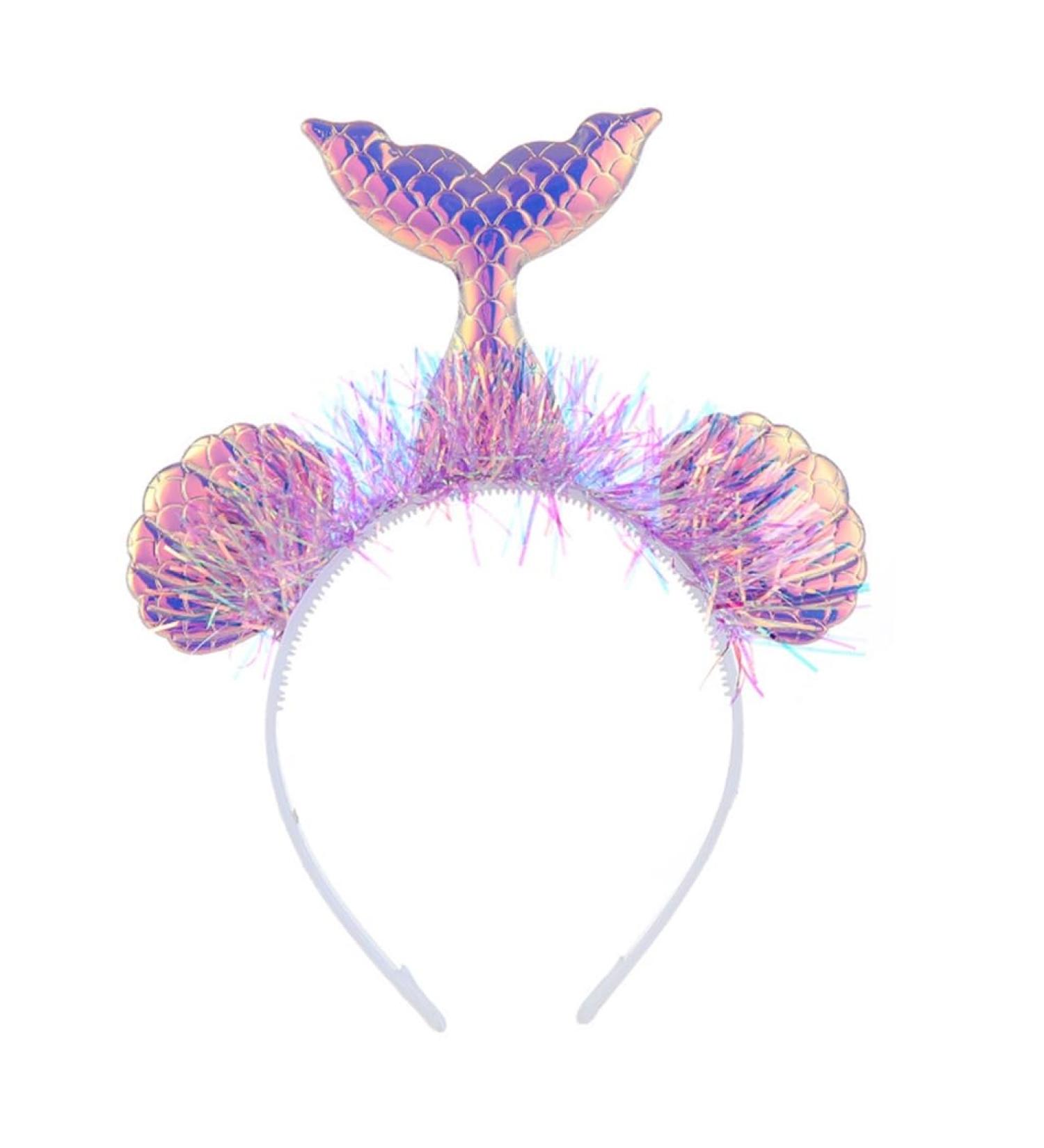 xbiez Shinning Tinsel Mermaids Hairband Music Concerts Fish Scale Headband for Teens Adult Party Performances Hair Supplies Fish pattern purple - Buy Online on GoSupps.com
