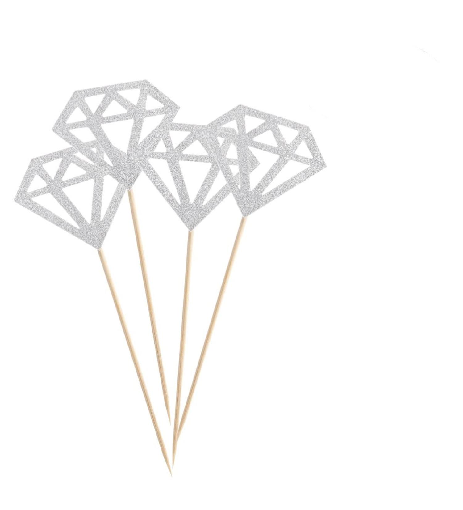 STAHAD 50pcs Baby Shower Glitter Cupcake Toppers Birthday Anniversary Cake Picks Happy Wedding Decor Wedding D cor Party Food Picks Fruits Toothpicks Muffin Picks Decorations Diamond Silver medium - Buy Online on GoSupps.com