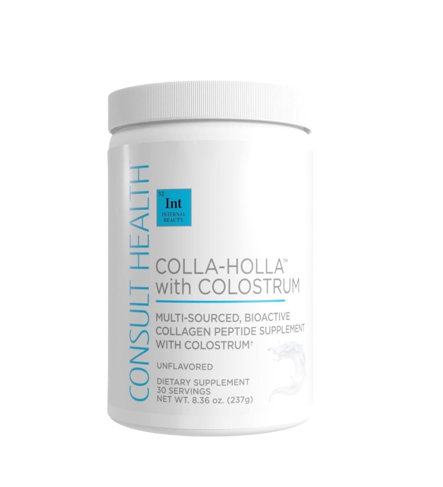 Consult Health Colla-Holla Vanilla Flavor Multi Sourced Collagen Verisol Protein Powder with Colostrum for Skin Elasticity Wrinkle Reduction Healthy Hair & Joint Support 8.36 oz - Buy Online on GoSupps.com