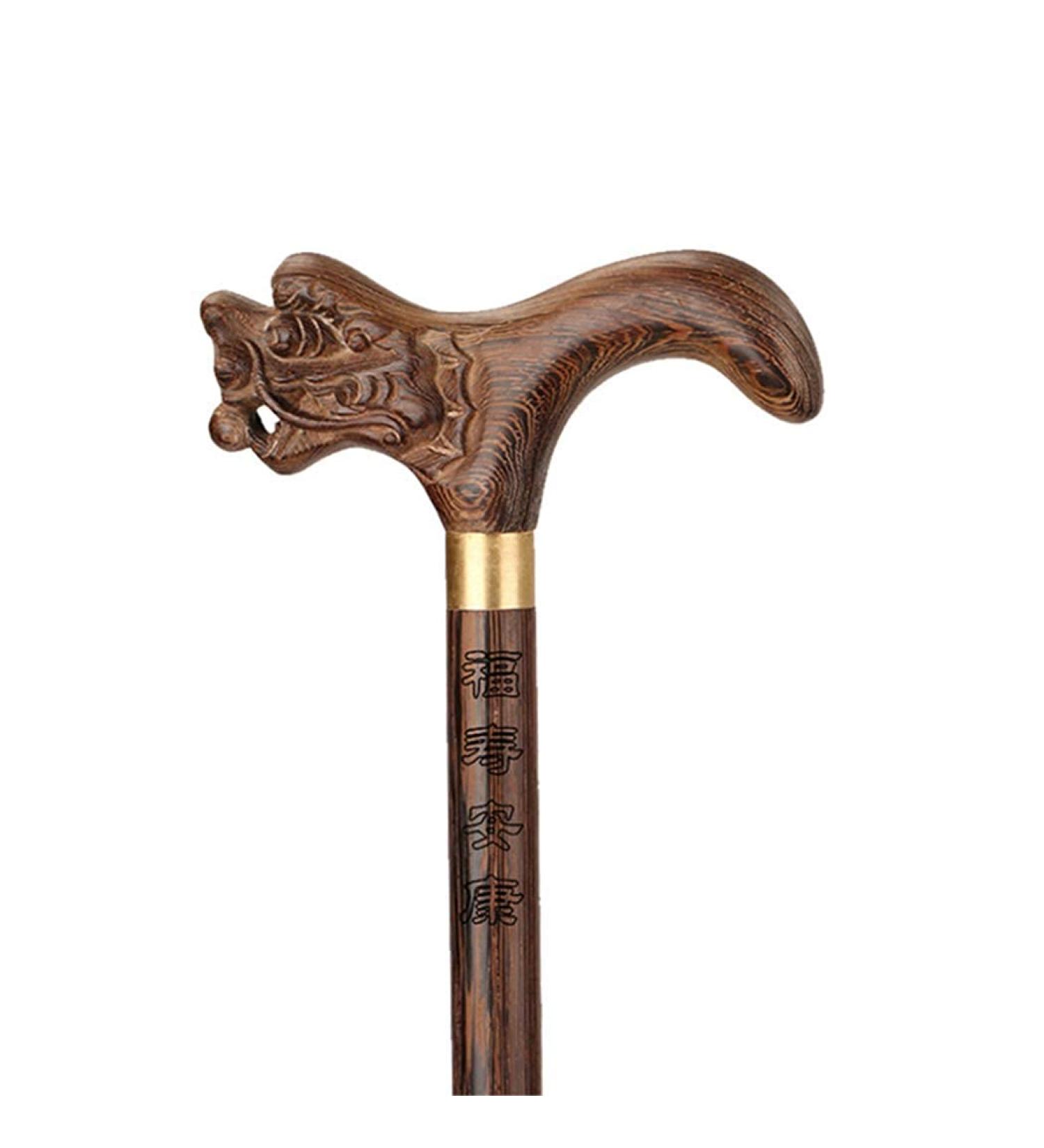 Crutches Wooden Walking Stick Cane Faucet Comfortable Handle Anti-Slip Hand-Carved Old-Fashioned Solid Wood Crutches for Old Elderly 87cm () powerfully