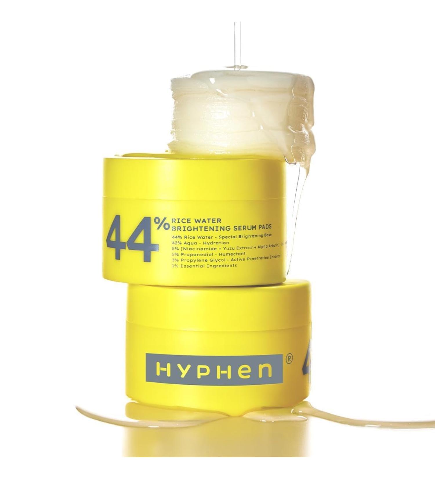 Hyphen 44% Rice Water Brightening Face Serum Pads | 5% Niacinamide & Alpha Arbutin to Reduces Dark Spots & Pigmentation | Toner Pads with Serum for Glowing Glass Skin | All Skin Types - 50N - Buy Online on GoSupps.com